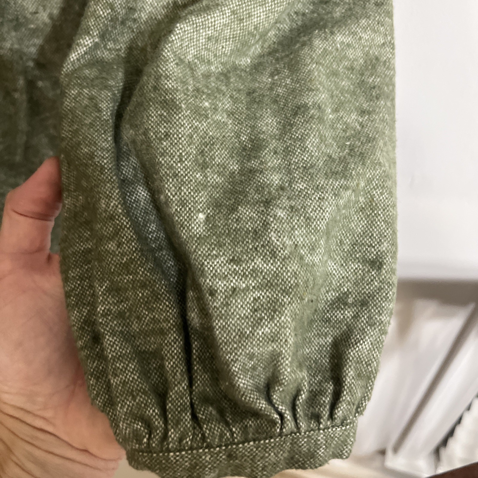 FRNCH women green Melinda Cotton/Linen blend Blouse Made In Paris Size Medium