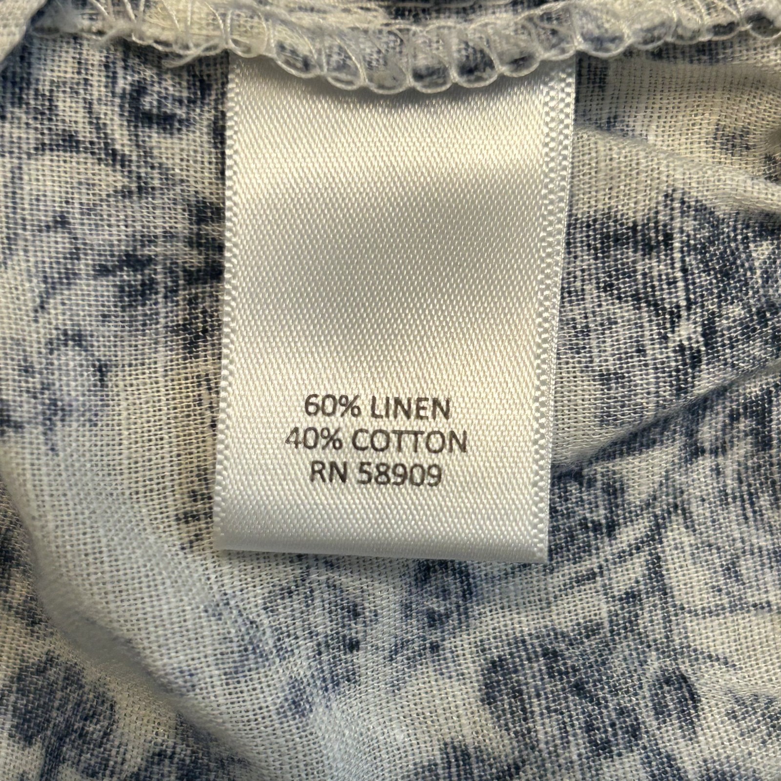 Chelsea & Violet Blue Toile Ruffle Floral Boho Cropped Top Cotton Linen Sz M