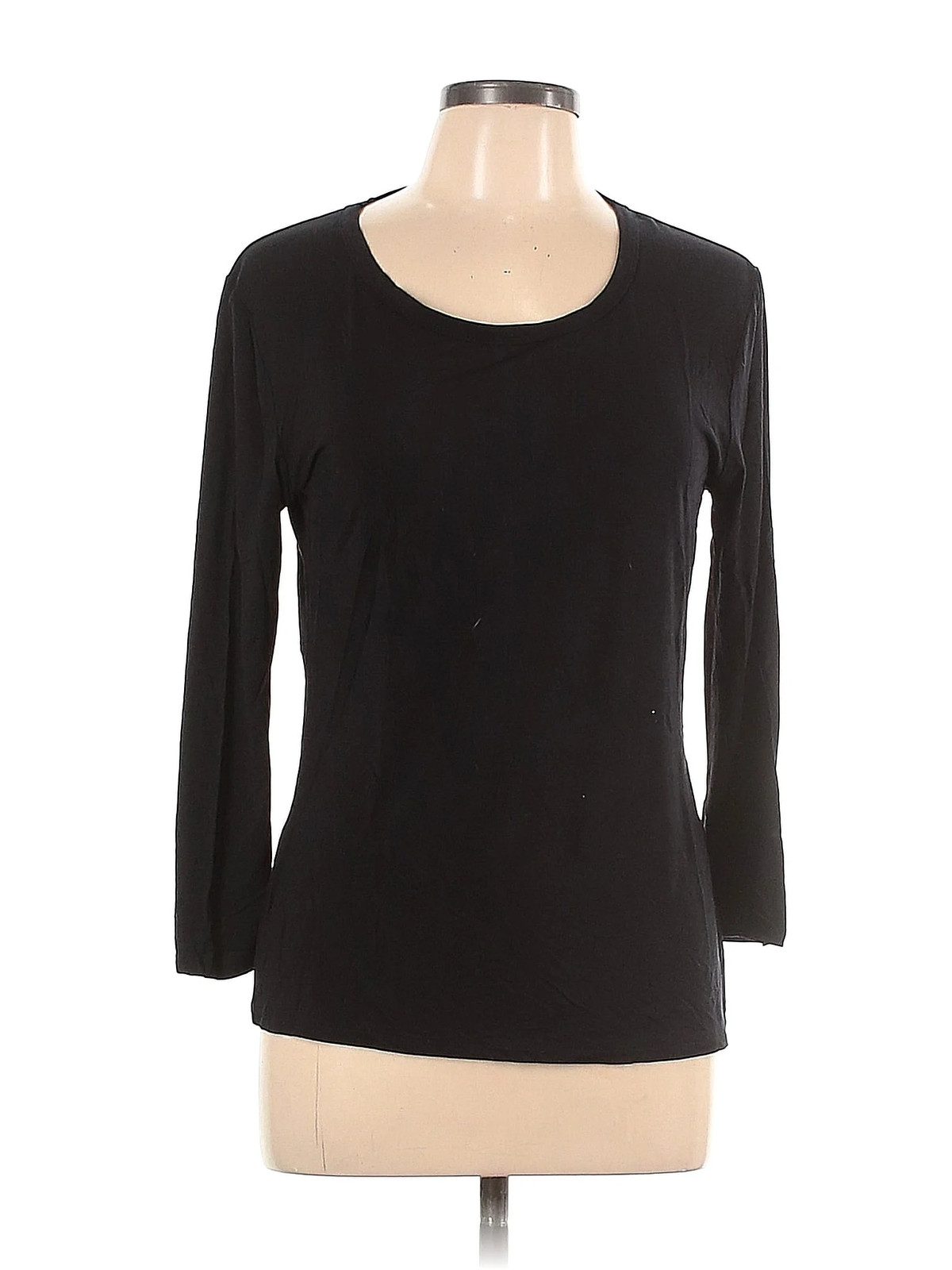 Vie Active Women Black 3/4 Sleeve T-Shirt L