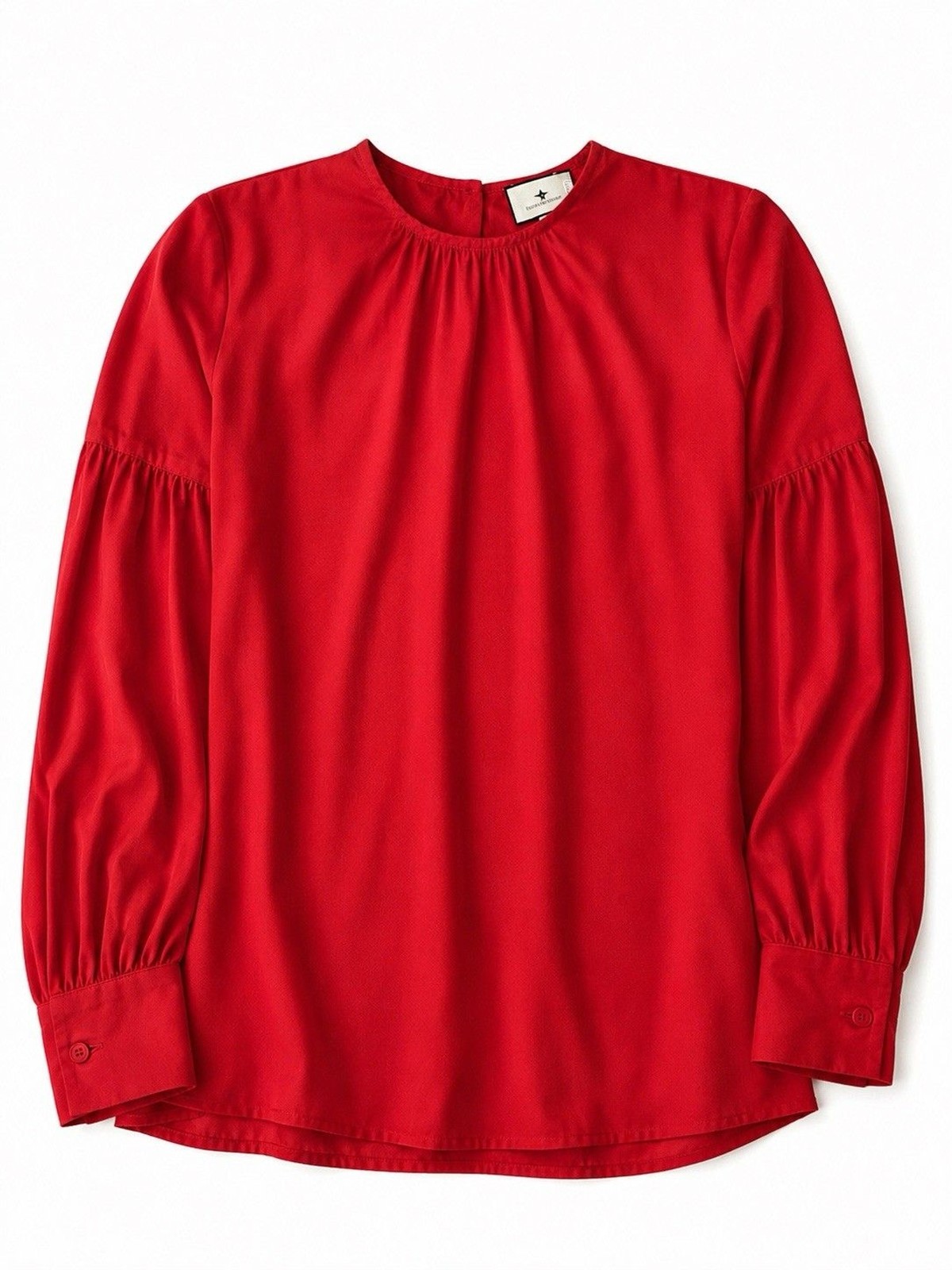 Tuckernuck Tara Pleated Long Sleeve Chiffon Crimson Red Blouse Shirt Top XXXL 3X
