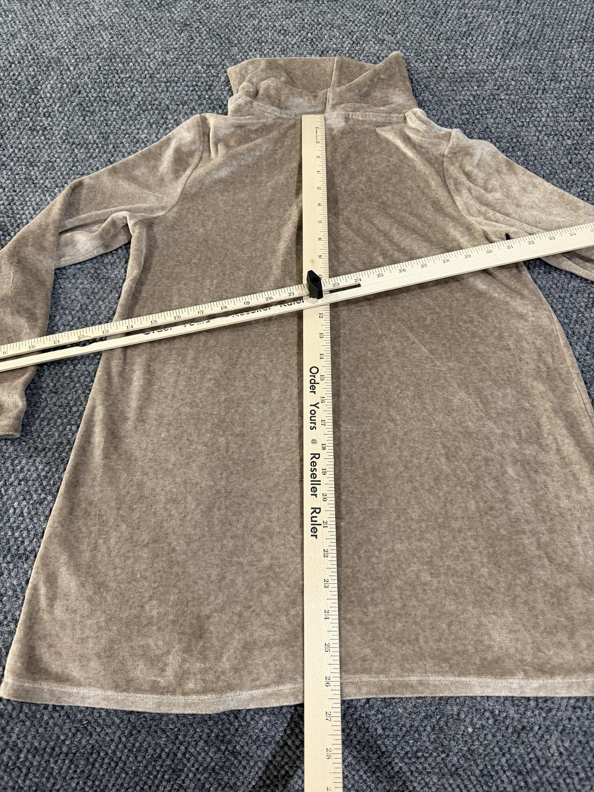Pure Jill Shirt Womens S Petite Beige Cowl Neck Long Sleeve Velour Tunic Top
