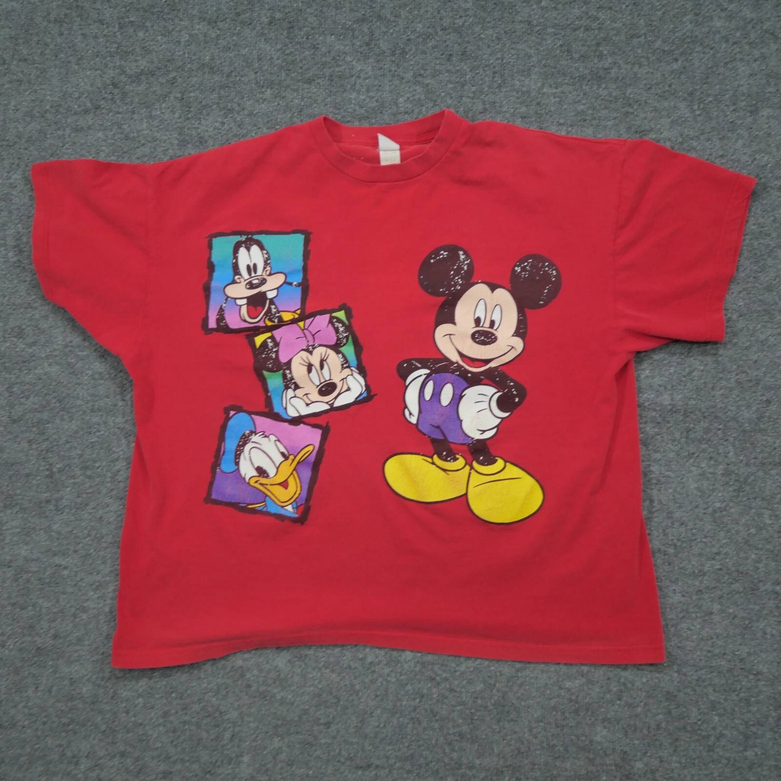 Vintage Mickey Mouse T Shirt Womens 18 20 2XL Red Goofy Minnie Daisy 90s