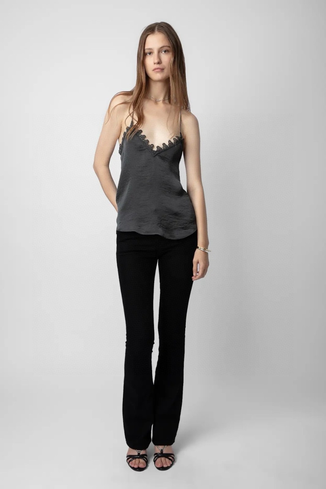 Zadig &Voltaire Women Silk Crown Lace V-Neck Sexy Backless Halter Vest XS-M