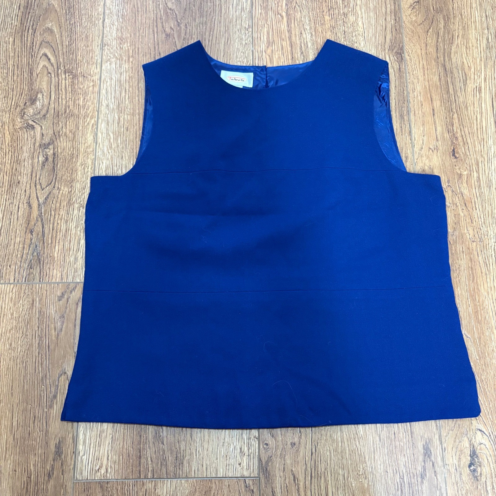 VTG Talbots Royal Blue 100% Wool Sleeveless Top Womens 12 Made in USA Blouse