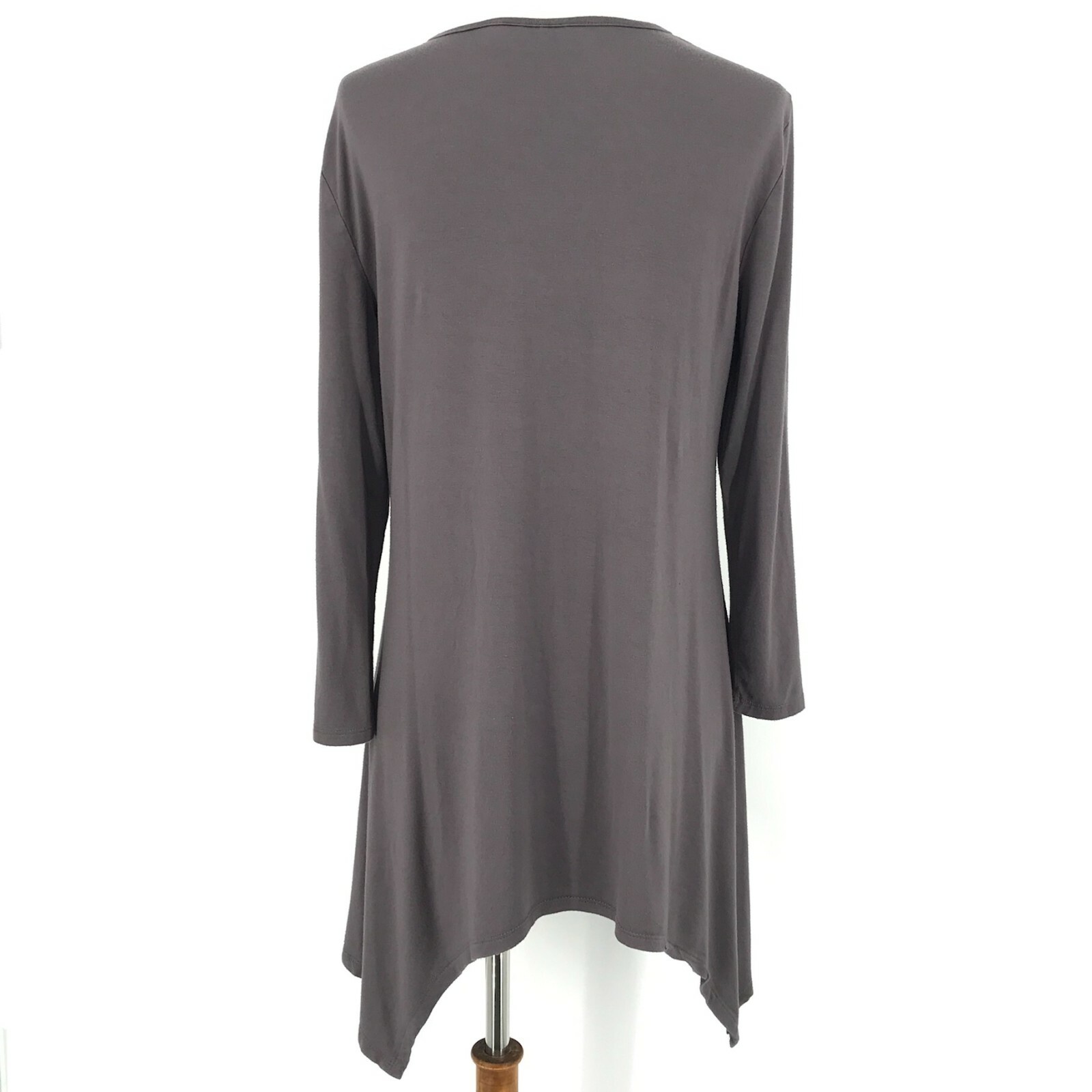 New York Company Shirt Womens Medium Gray Long Sleeve Tunic Blouse Top NYC
