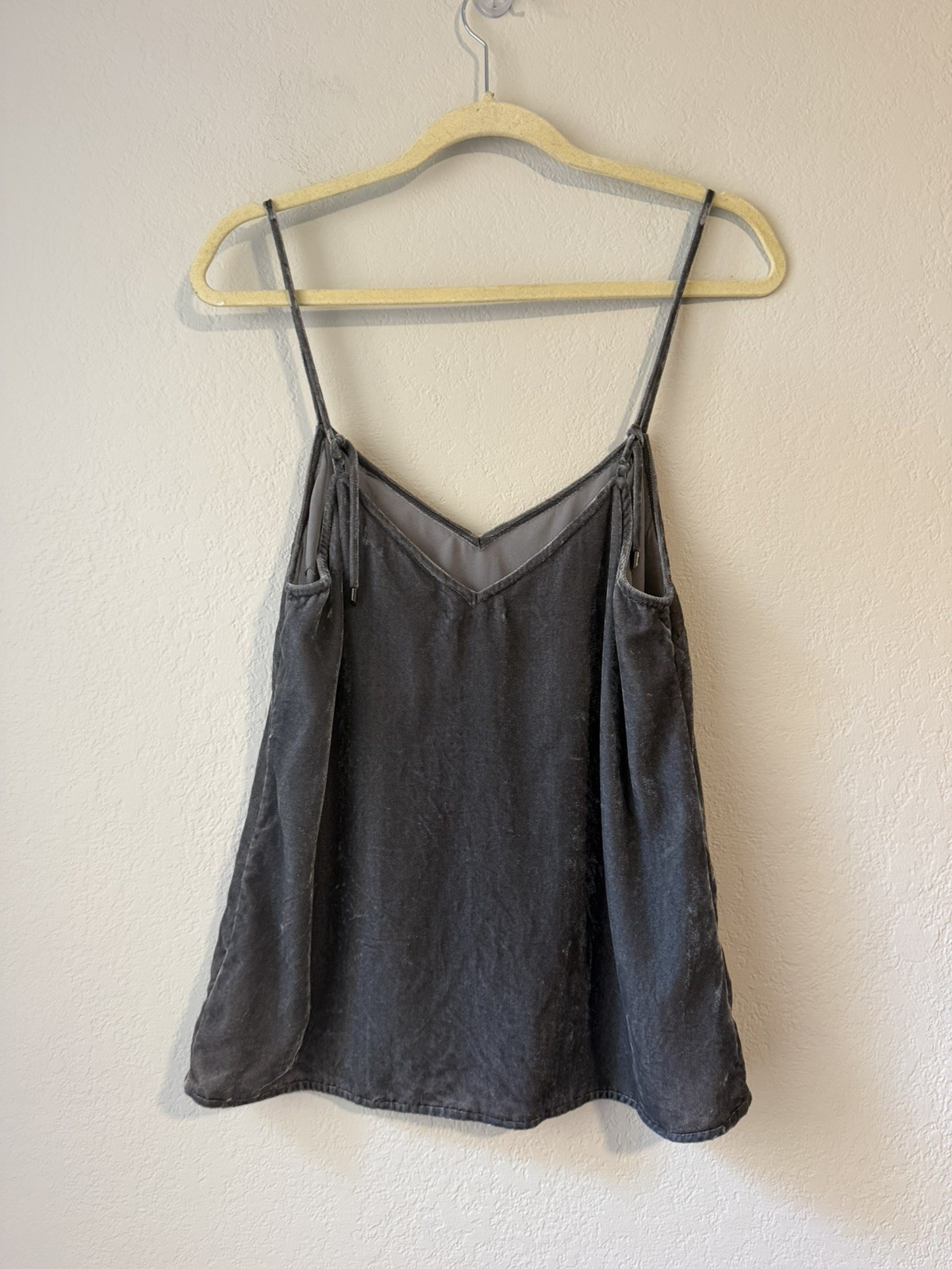 Paige Gray Velvet Boho Tank Top Cami Size Small Adjustable Straps fairycore