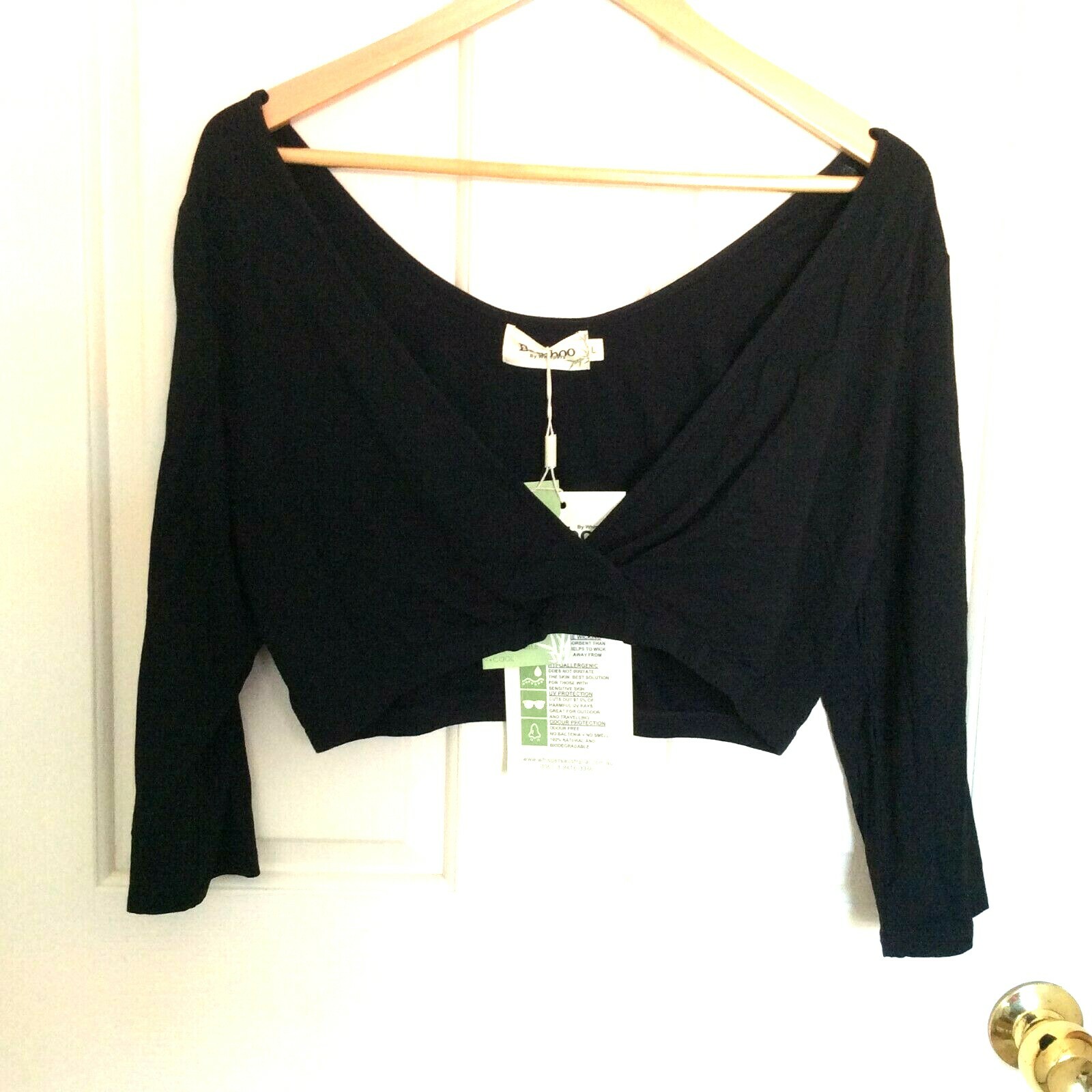 WHISPERS WOMEN 3/4 DESIGNER BAMBOO SECRET SLEEVE TOP SIZE S