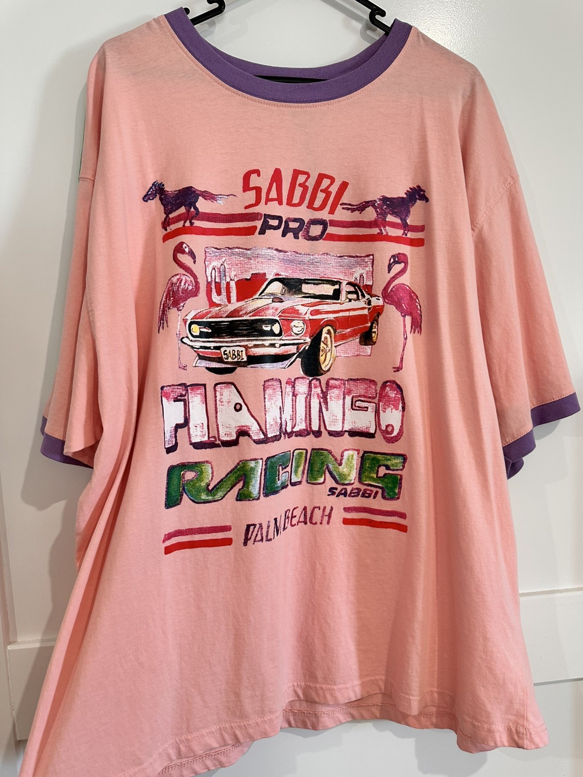 SABBI The Very Oversized Flamingo Racing Tee – Size S BNWT