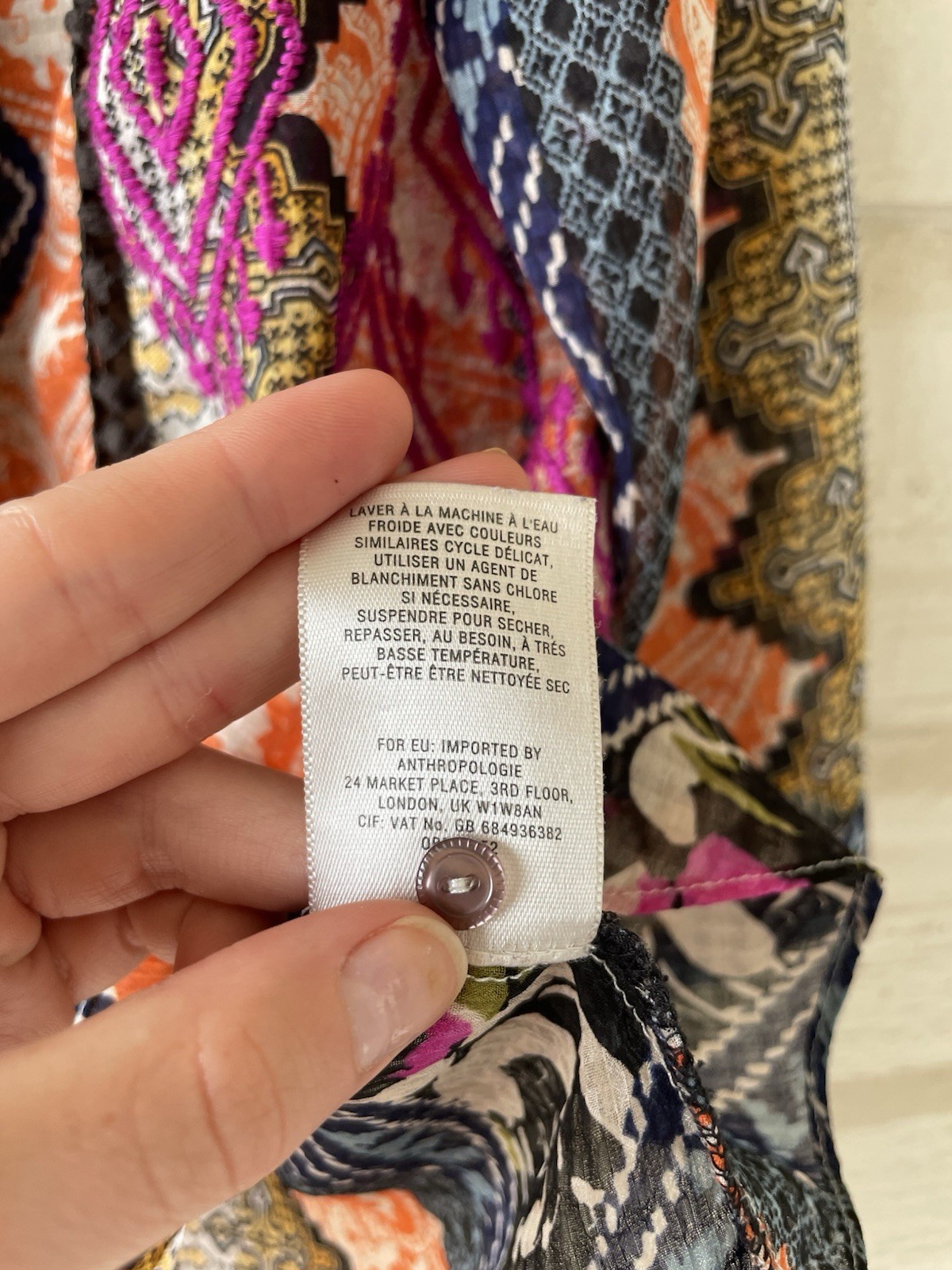 Anthropologie Vanessa Virginia Long Sleeve Colorful Button Down Blouse Woman’s 8