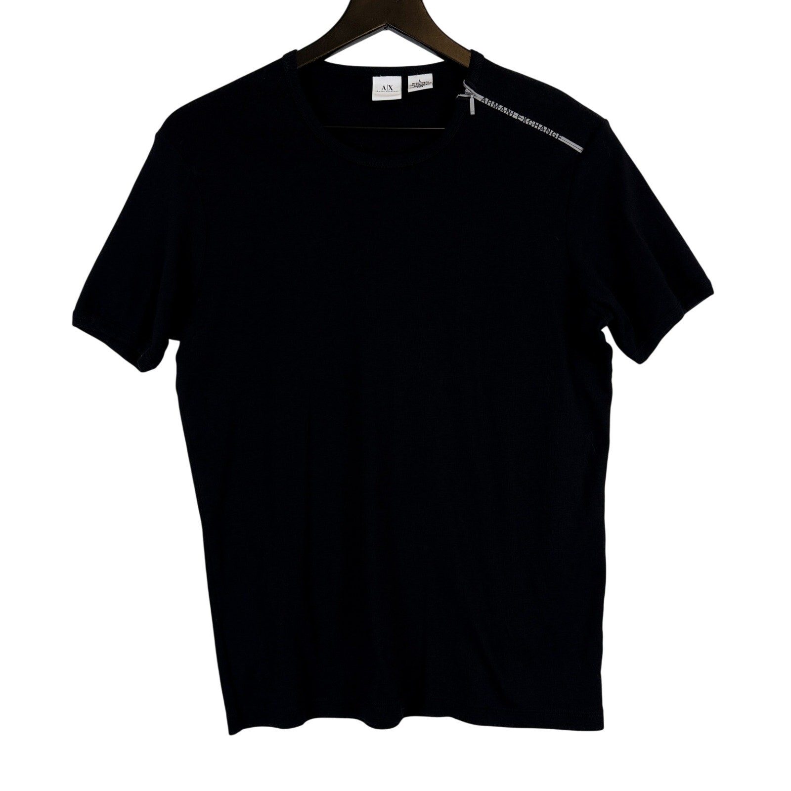 A|X Armani Exchange Womens Cotton Ribbed Stretch Zipper Shoulder Tee Shirt – L