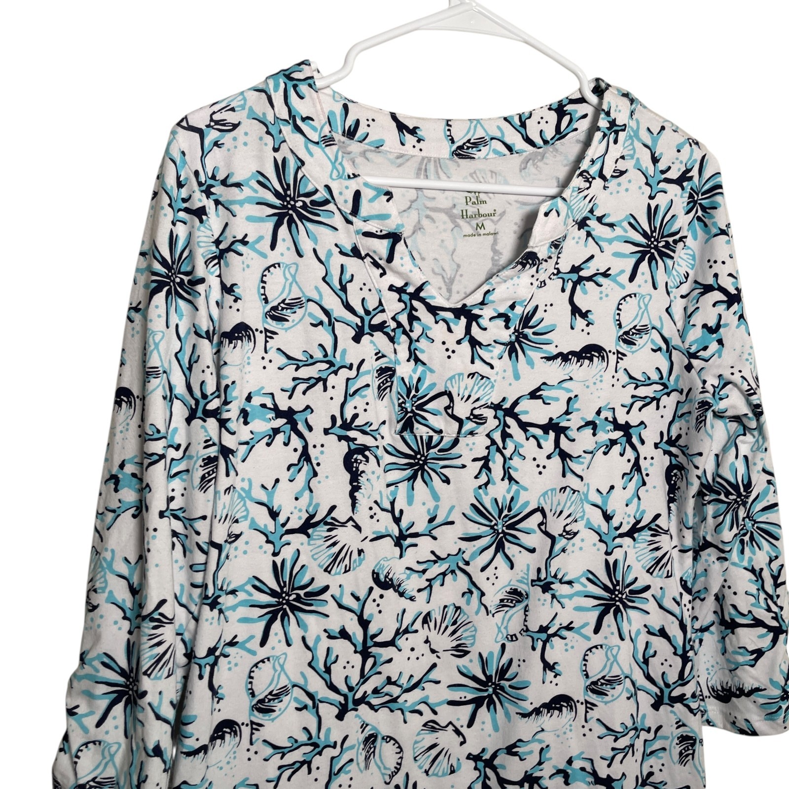 Palm Harbour Blouse Women’s Medium Colorful Shirt Shells Beach Preppy Top