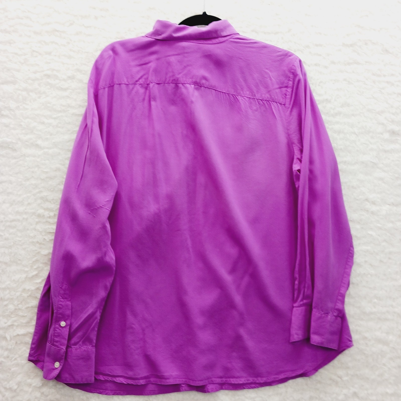Blouse Button-Up Pink Purple Luxe Minimalist Power Office Siren Pockets Size 1X