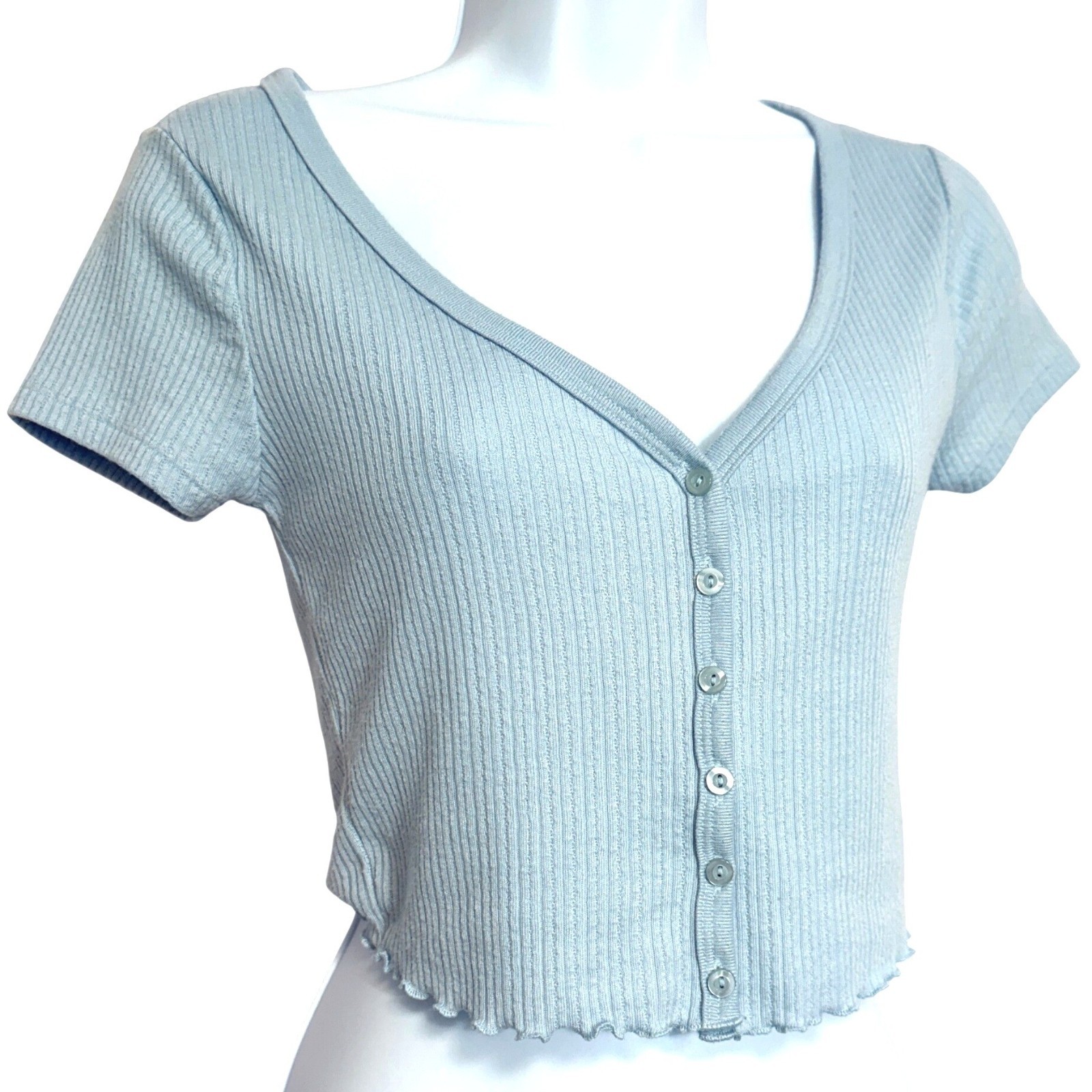 Aero Shrunken Baby Tee The OG Tee Collection Cropped Womens S Light Blue