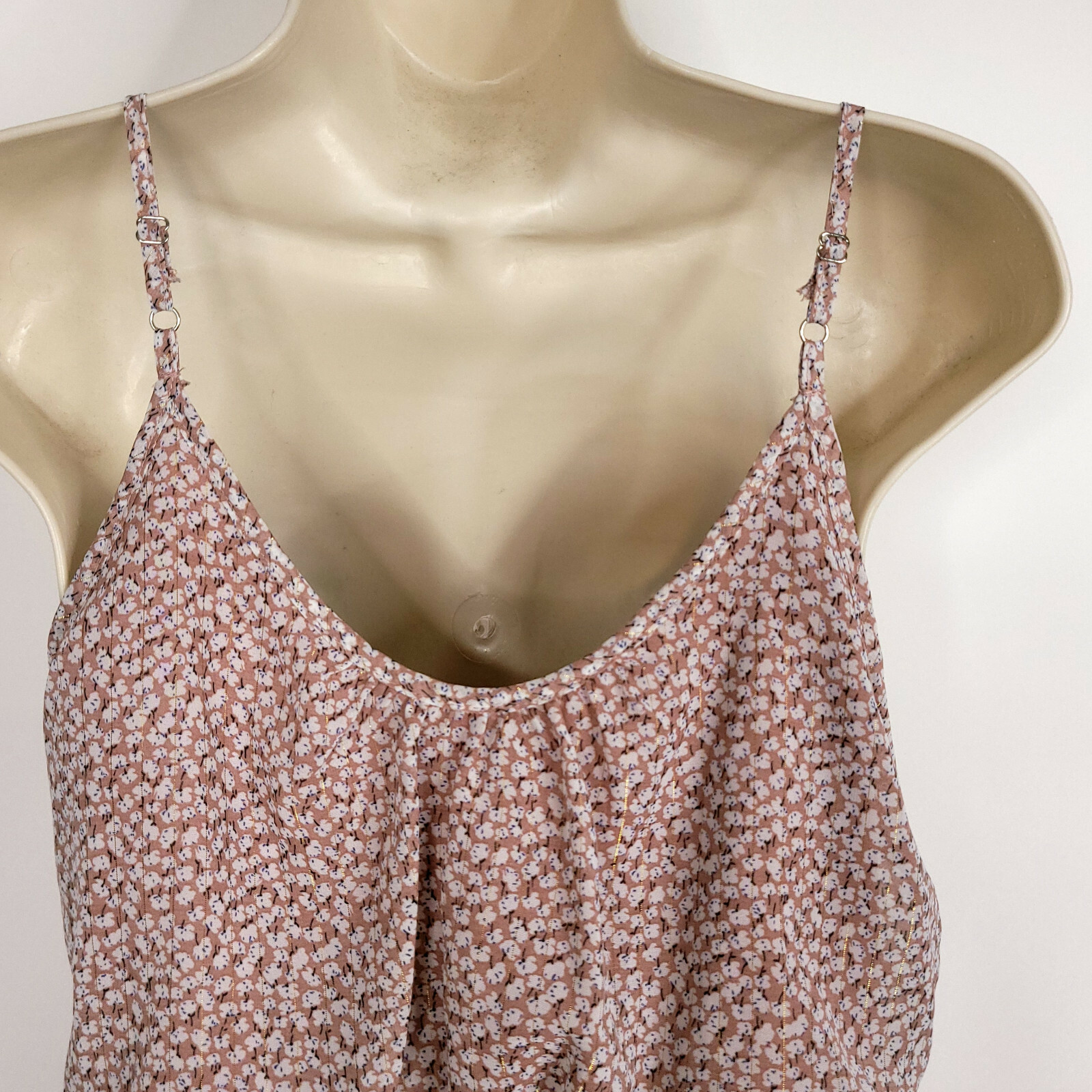 Sienna Sky Womens Top Shirt S Multicolor Floral Spaghetti Straps Elastic Waist