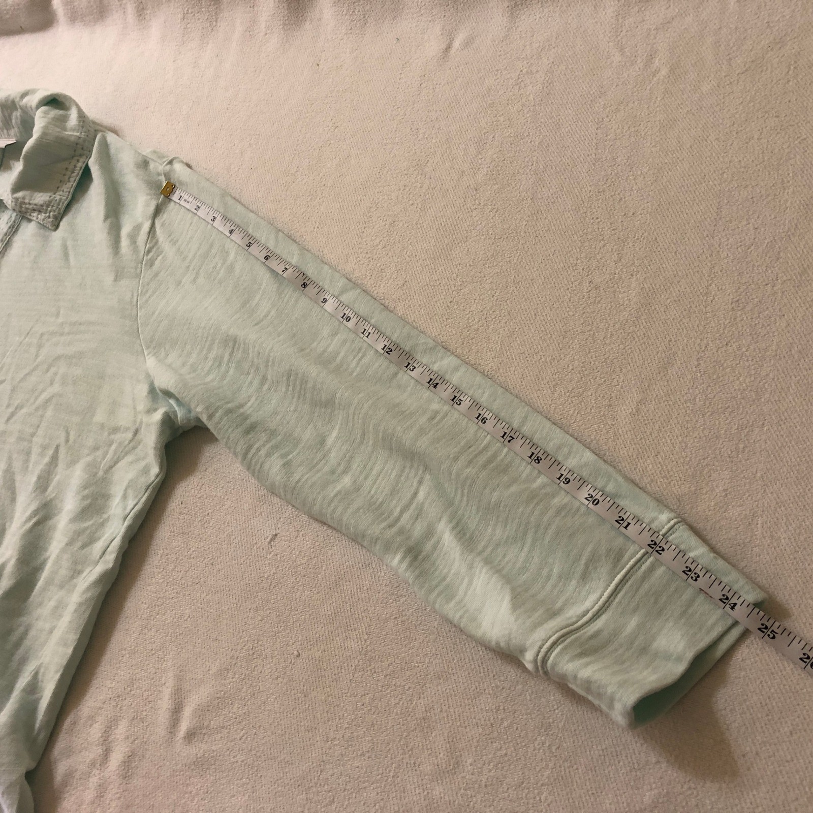 Pure Jill J. Jill Mint Green Organic Cotton Stitched V-Neck Tunic Top Womens 3X