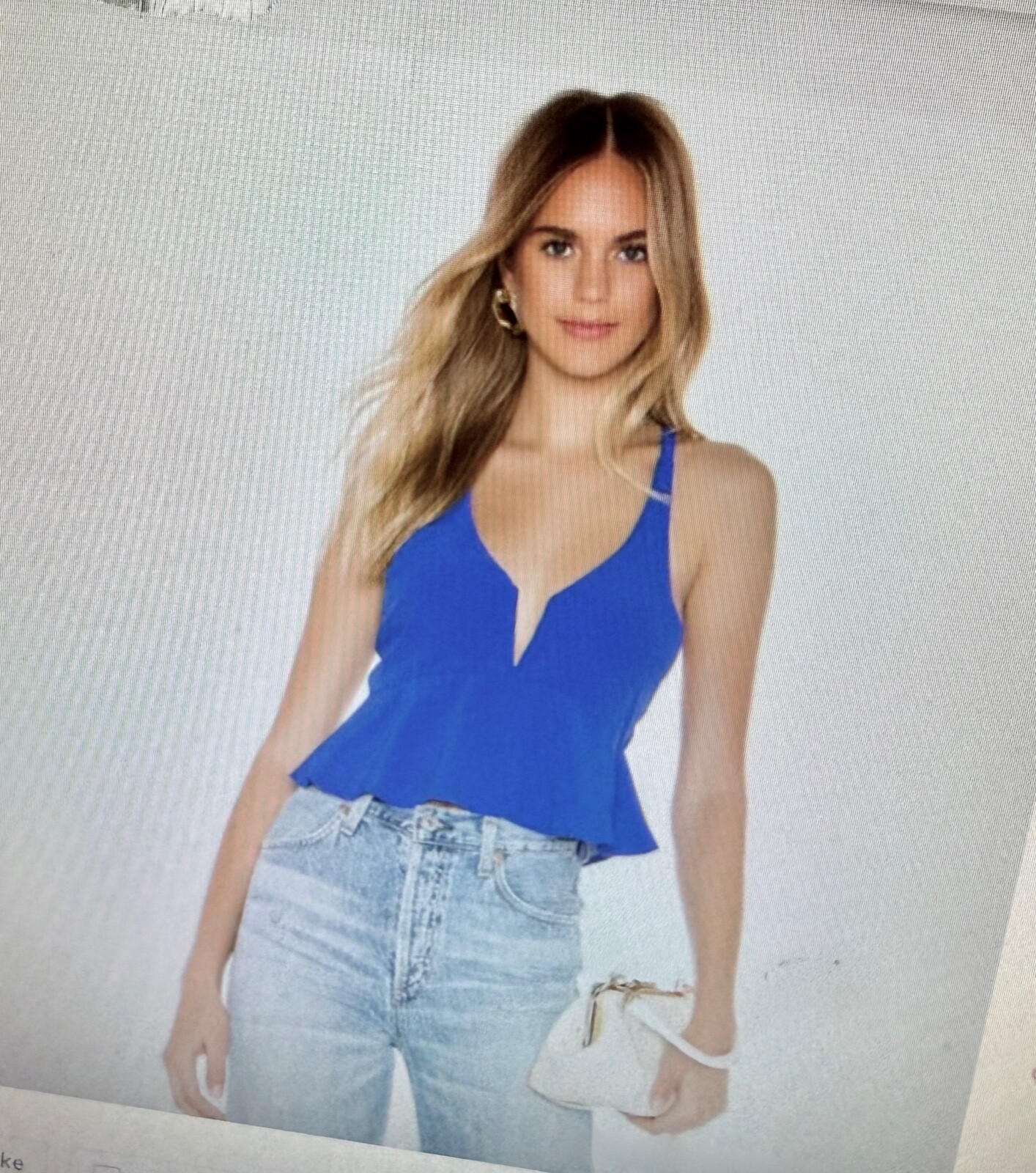SUPERDOWN x REVOLVE Royal Blue Peplum Plunge V-Neck Criss-Cross Straps Top NWT M