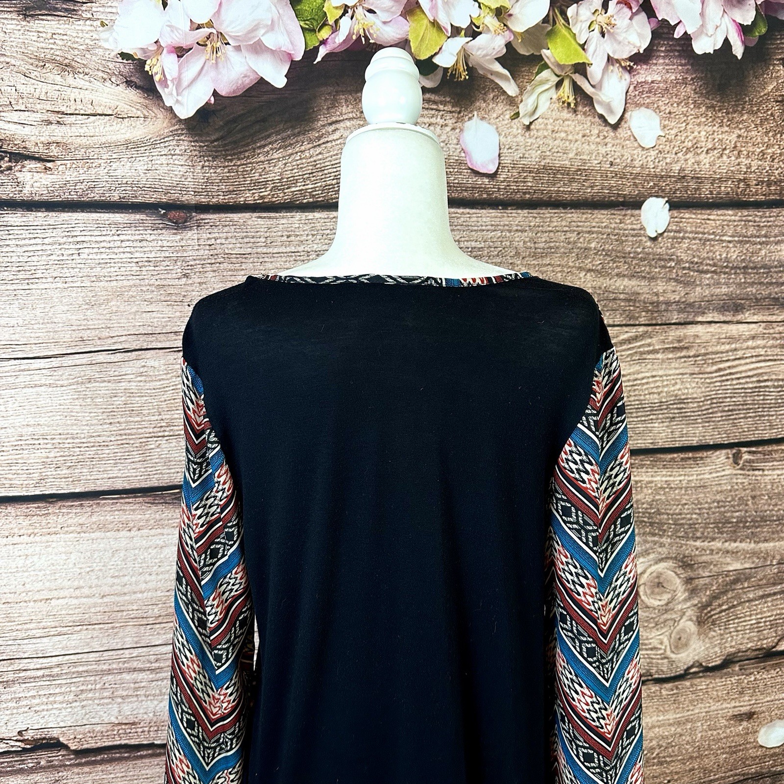 Femme by Tresics Women’s Rayon Abstract Geo Print Longer Back Blouse Tunic
