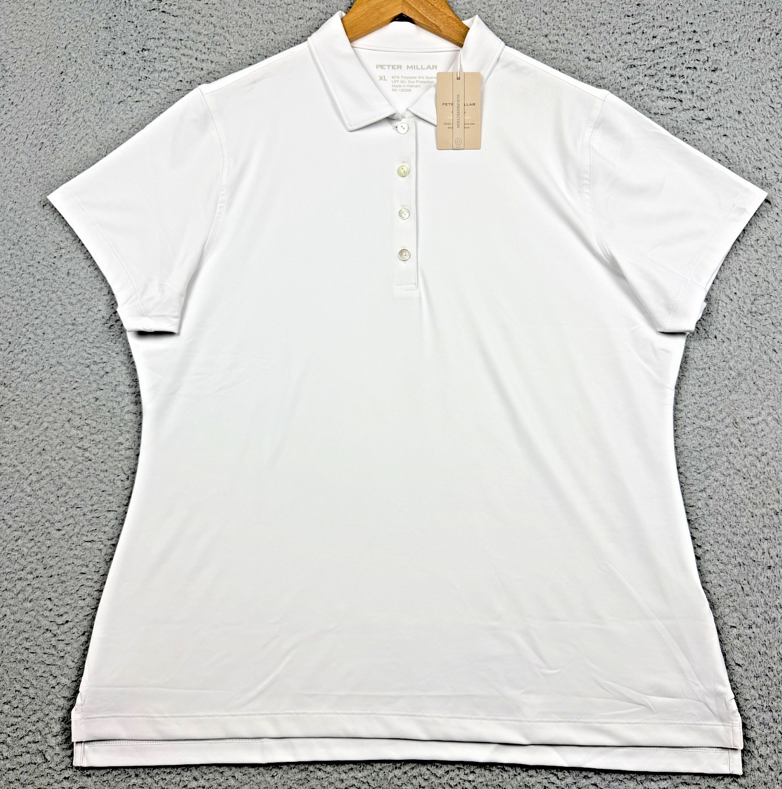 Peter Millar Polo Shirt Women’s XL White Stretch Golf Classic Sun UPF 50+ NWT