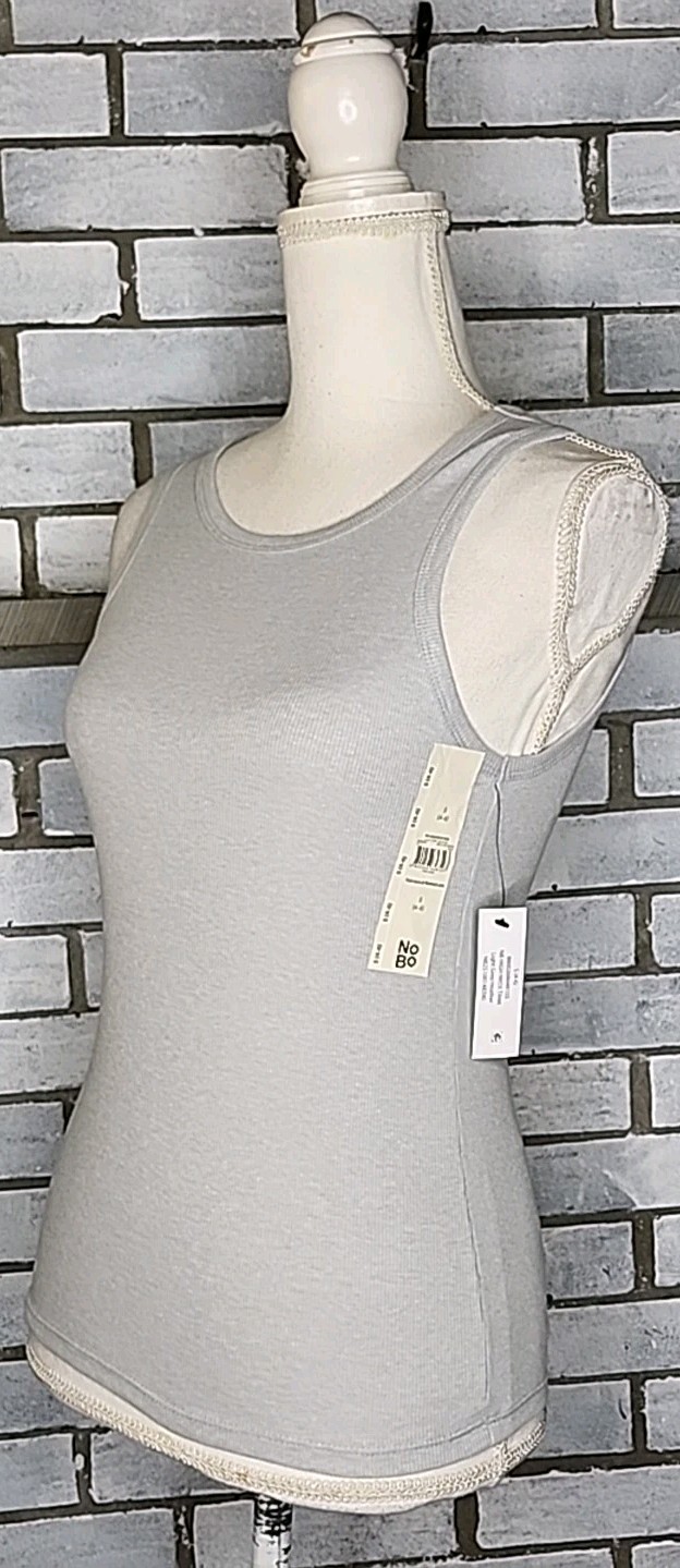 NWT No Boundaries Women’s Sleeveless High Neck Tank Top Size Small Light Grey