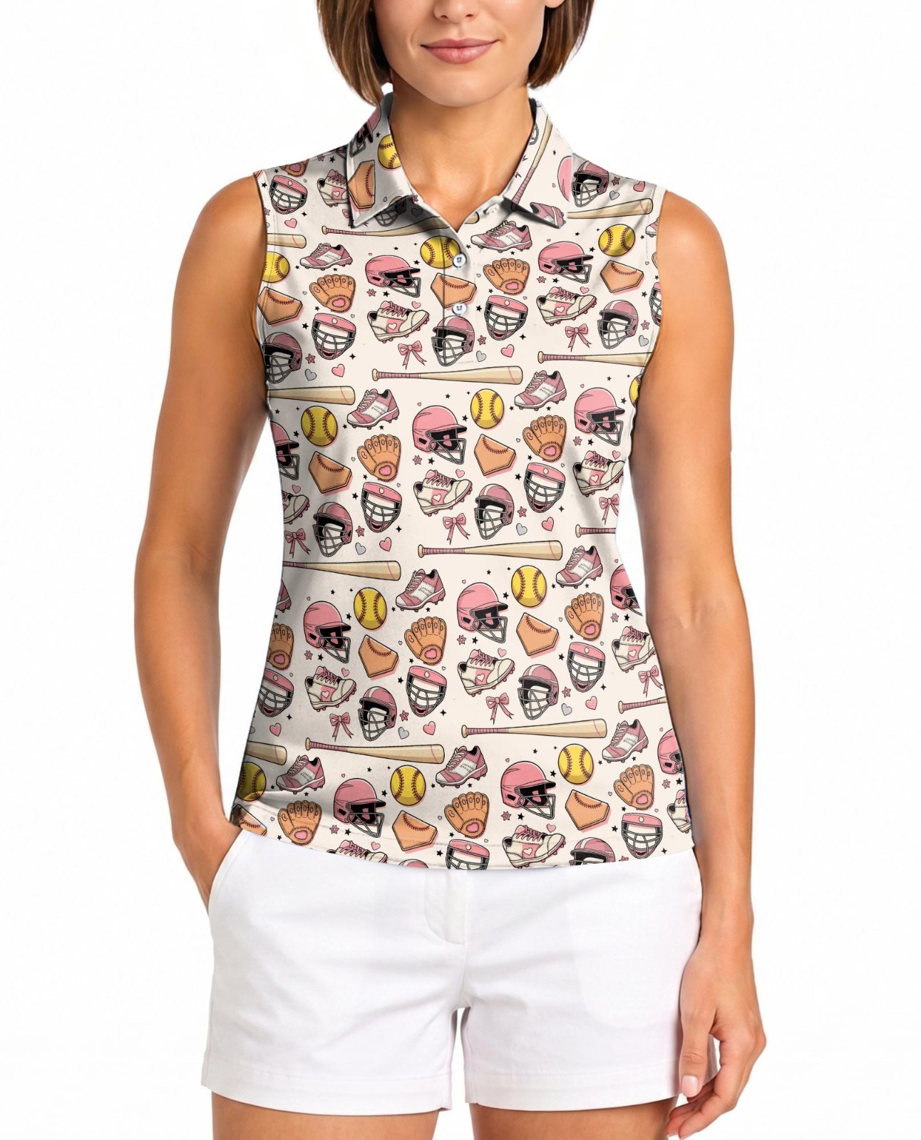 Softball Gear Women’s Sleeveless Performance Polo Shirt Baseball Golf Tennis