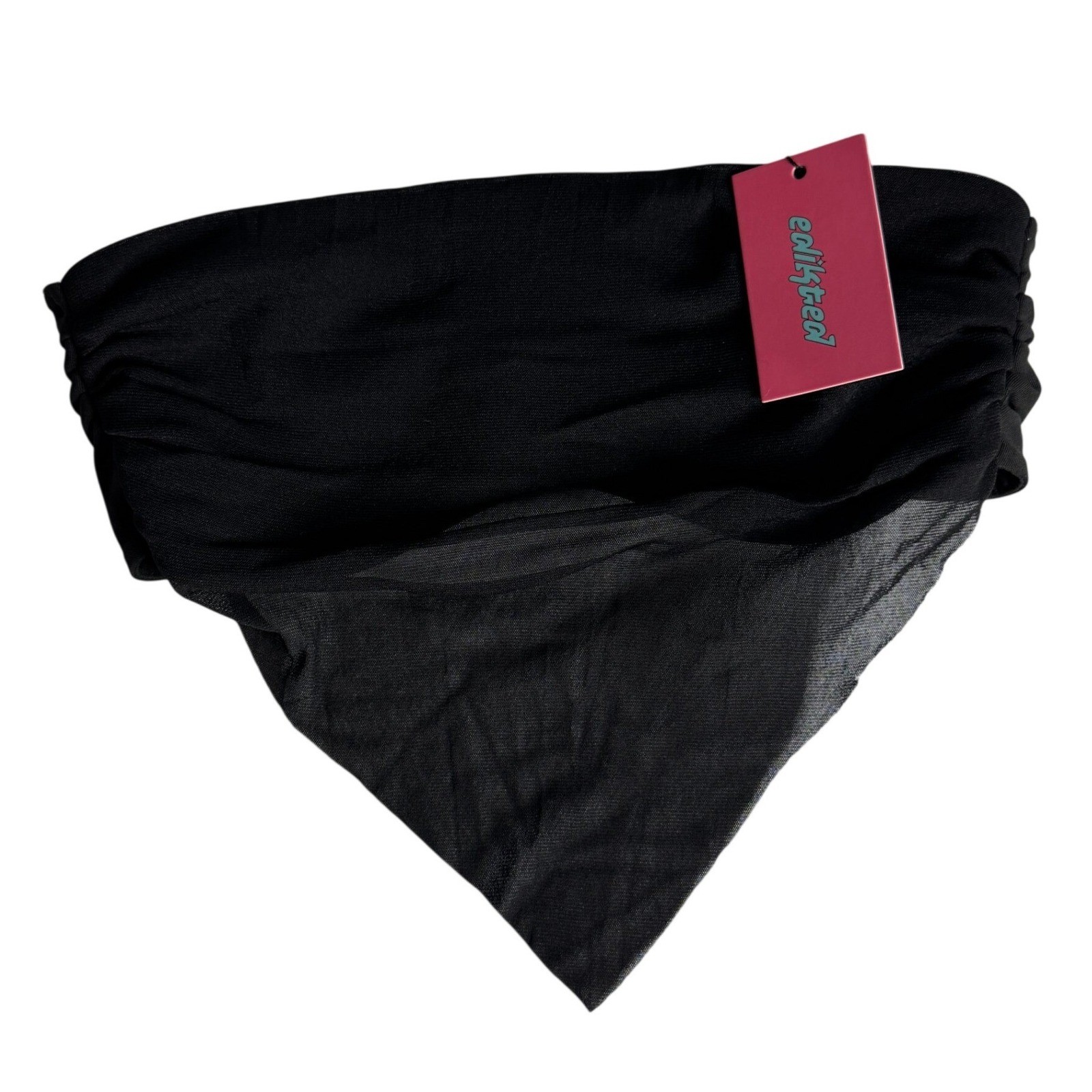 Edikted Strapless Black Mesh Triangle Bandana Tube Top Handkerchief Womens S NEW