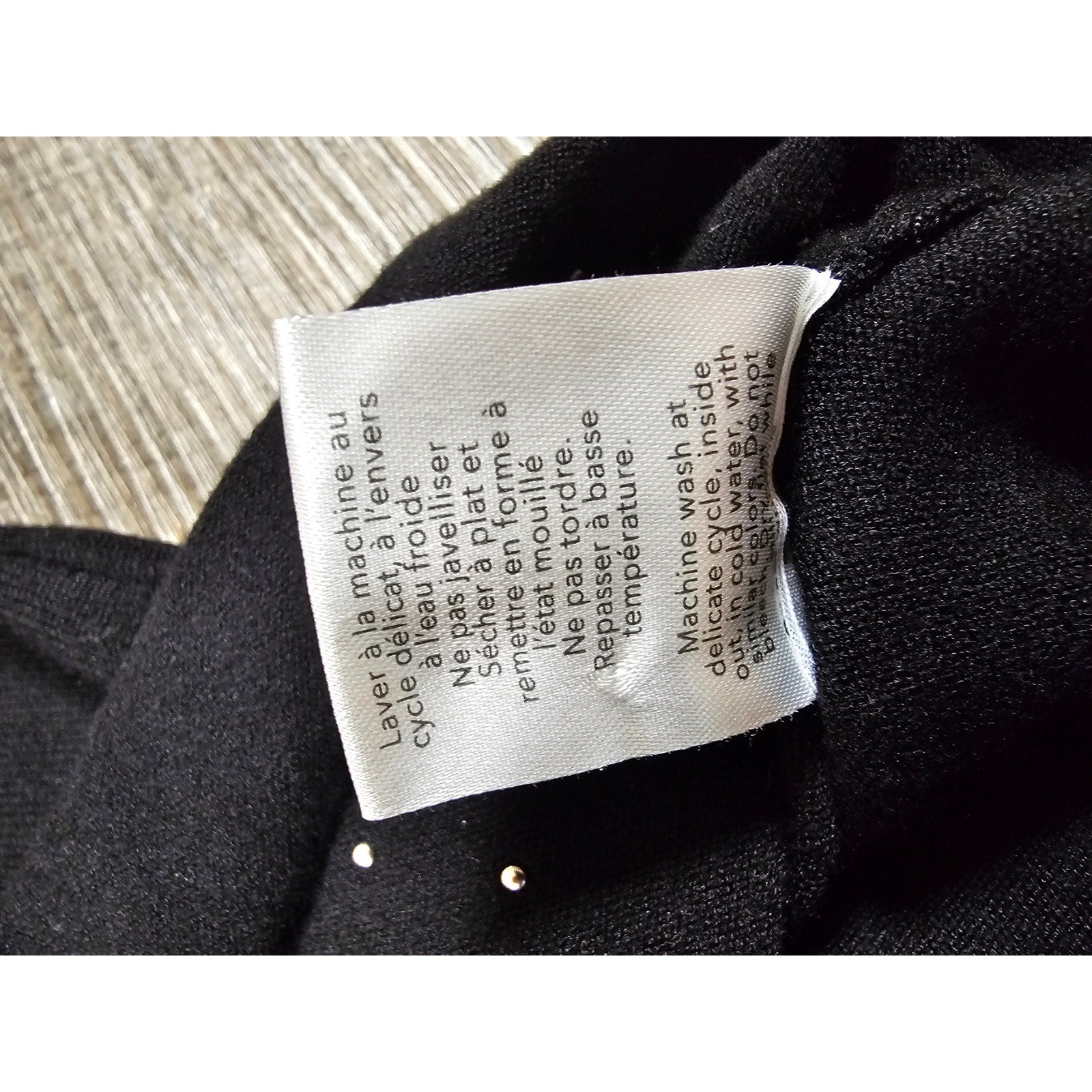 Marie Claire Boutiques Black Pearl Embellished Knit Top Tie Cuff Long Sleeve