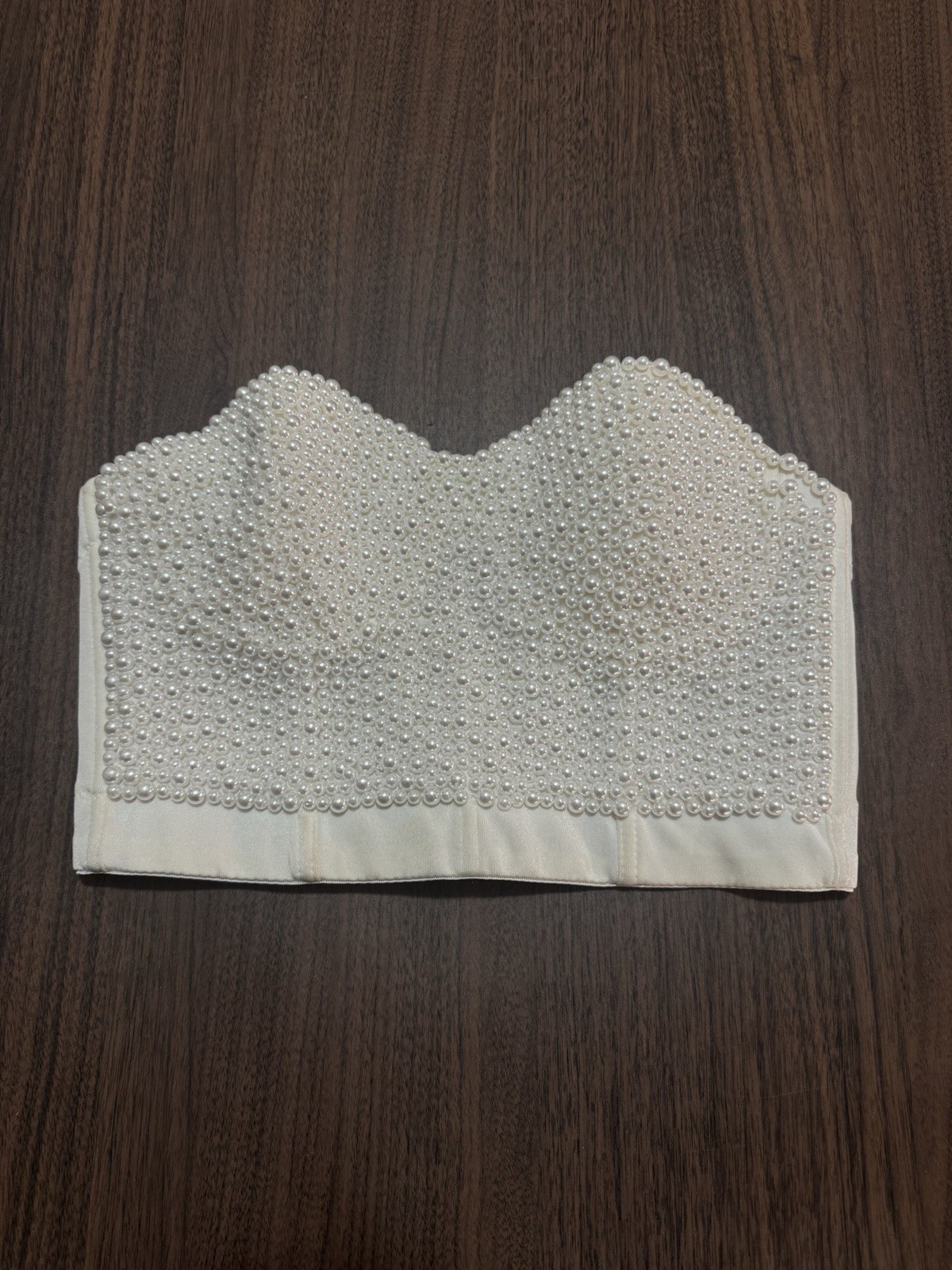 Anewsta Pearl Beaded Bustier Bra Top Size S