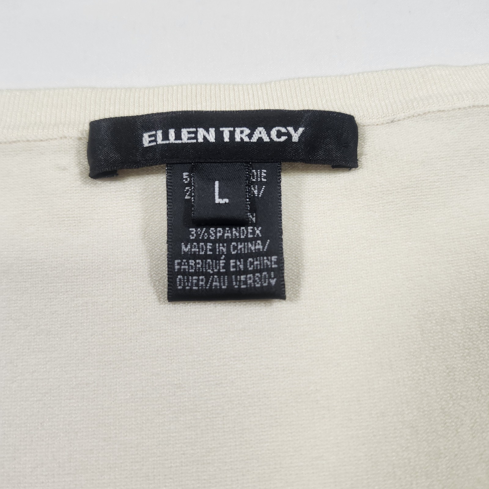 Ellen Tracy Womens Cream-Colored Knit Sleevless Cami Scoop Neck Silk Blend Large