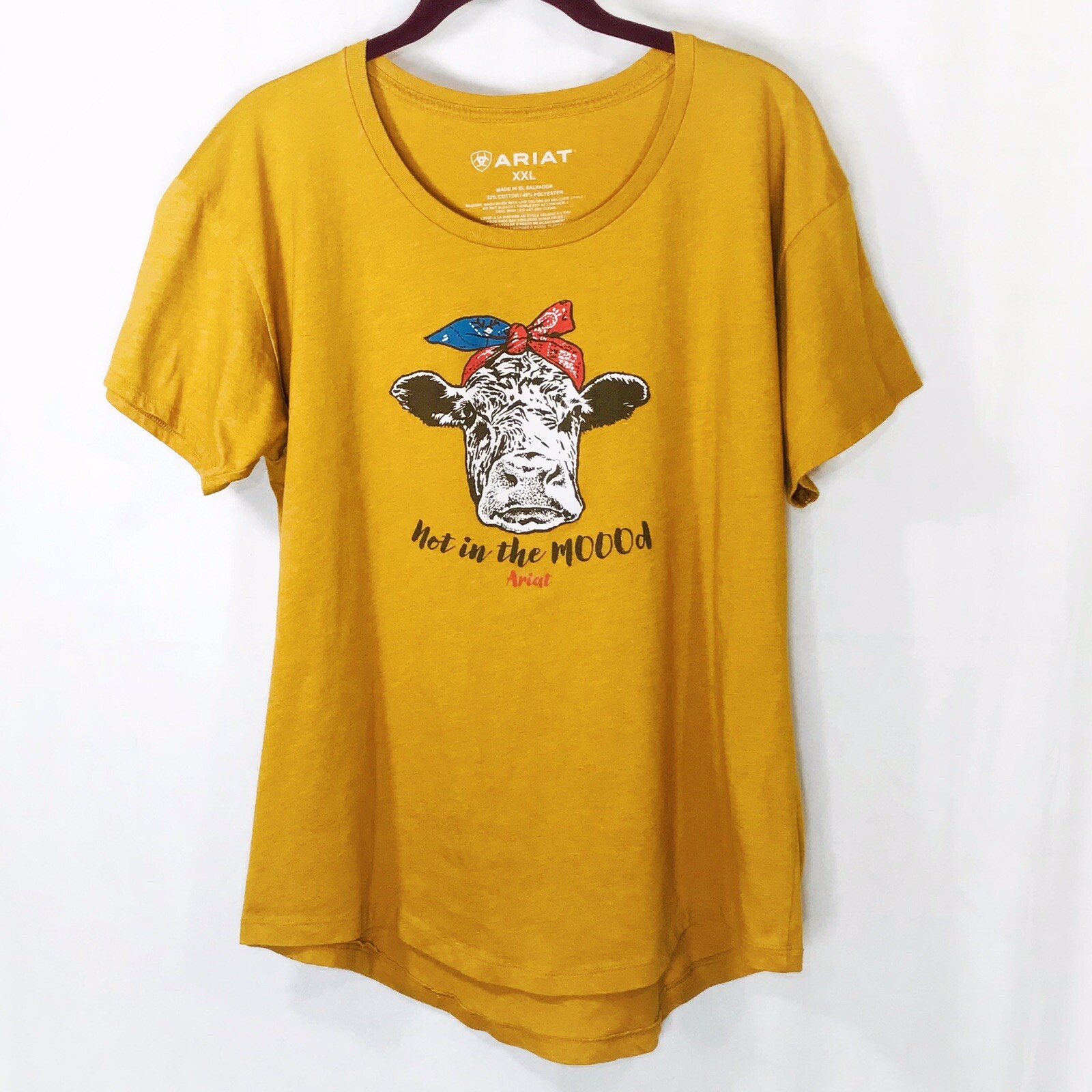 Ariat® Ladies Sz XXL Not In The Mood Heather Orange Cow Graphic T-Shirt