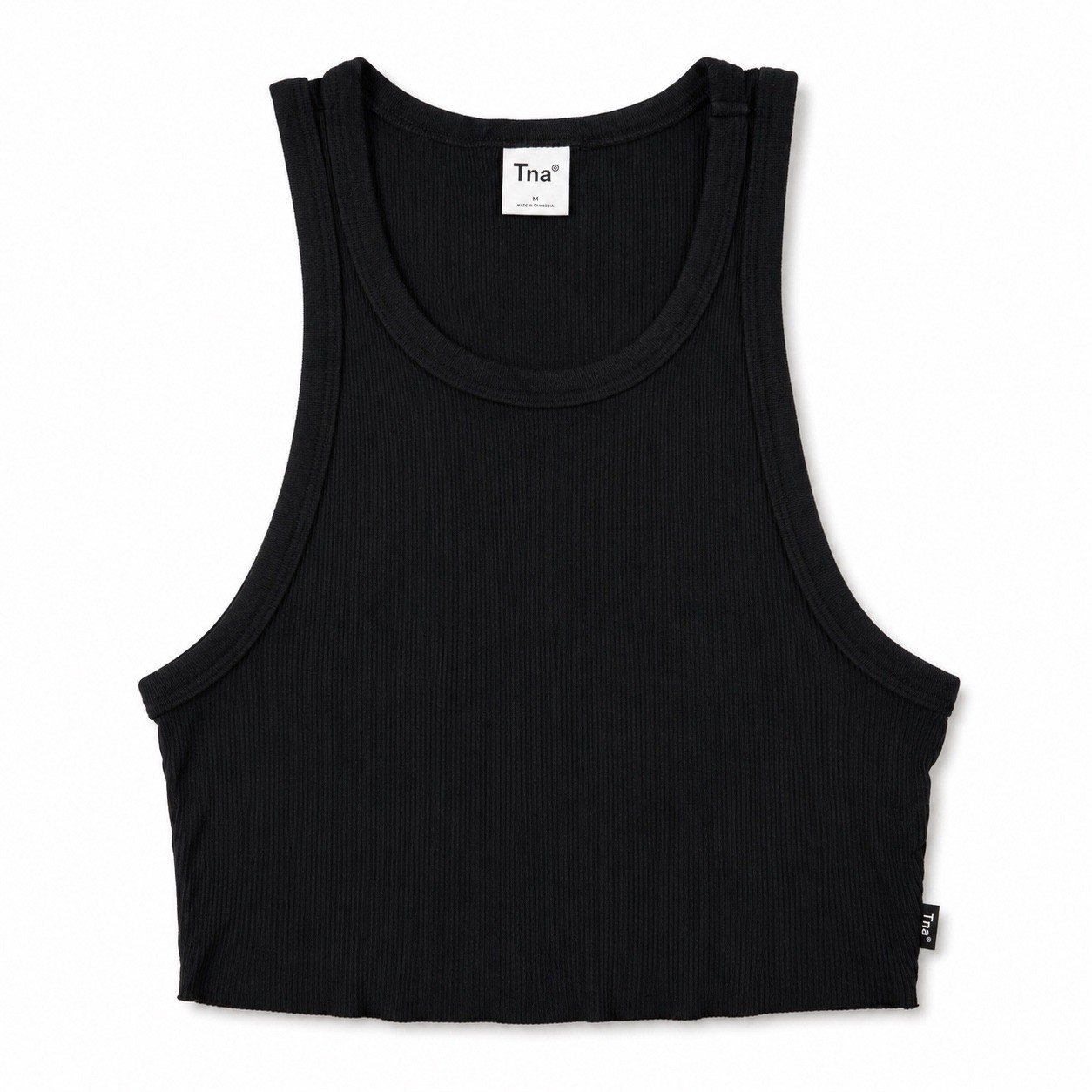 Tna Aritzia Black Ribbed Racerback Crop Tank Top Womens Medium