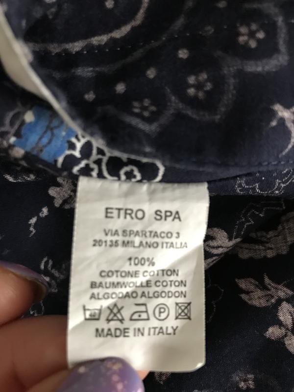 Women Etro Shirt Navy Cotton 36 #3W1W