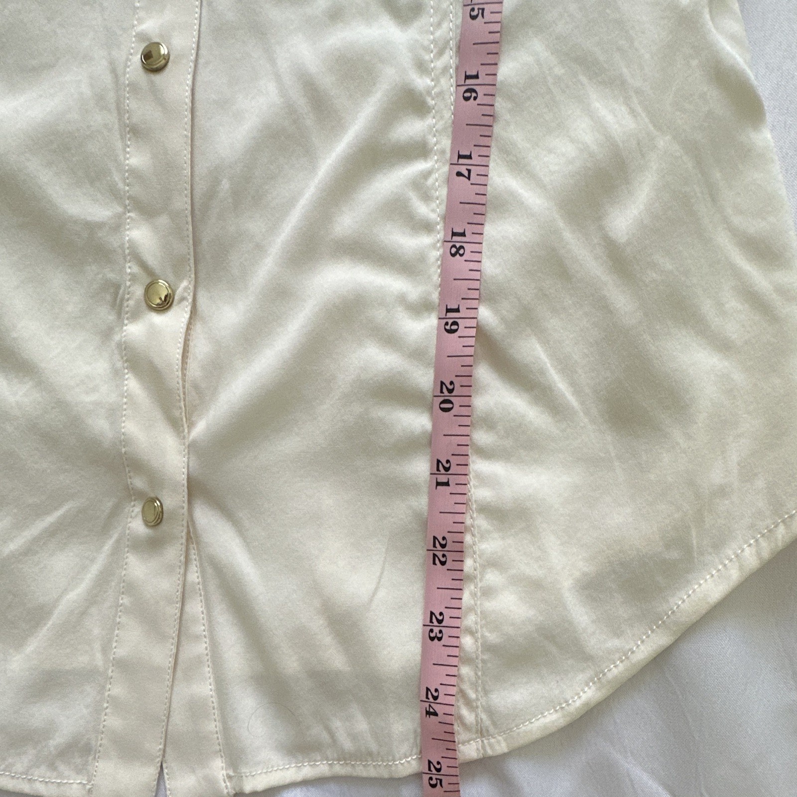 Cache Women’s S Ivory 100% Silk Collared Long Sleeve Studded Blouse