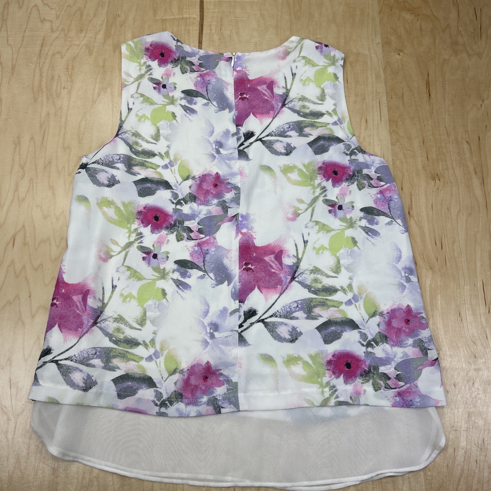 Rose & Olive Floral Blouse Womens Medium Sleeveless Sheer Layered Tank NWT