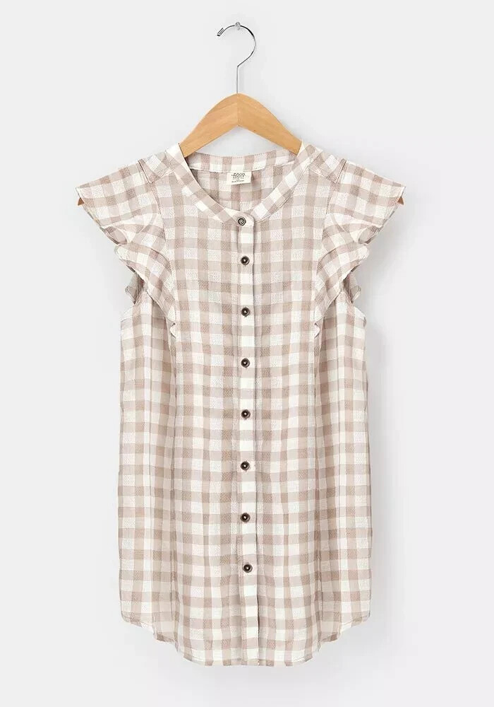 Good Hart by Matilda Jane Neutral Checker Blouse McNay Top Women’s size small