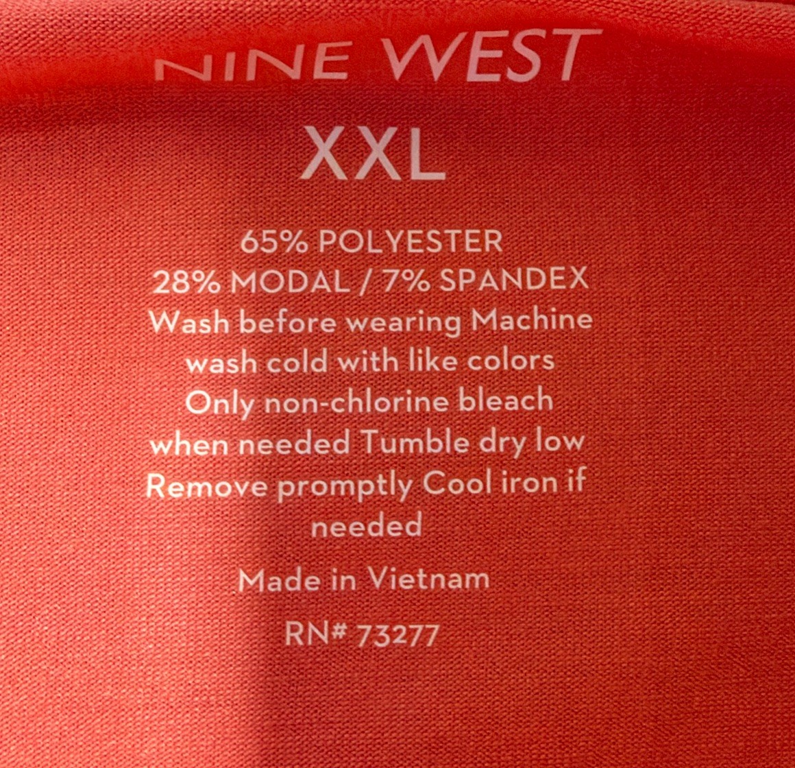 Nine West Women’s Top XXL Coral Keyhole Neckline T-Shirt Style Soft Stretch NWT