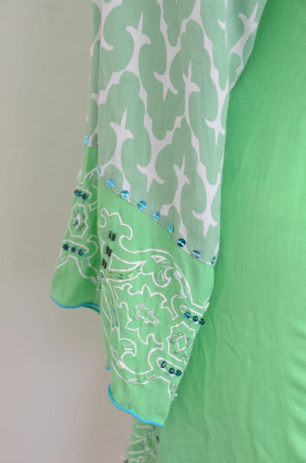 KRISTA LEE Peasant Bohemian Colorful Sequins Embroidered Tunic Blouse Size L