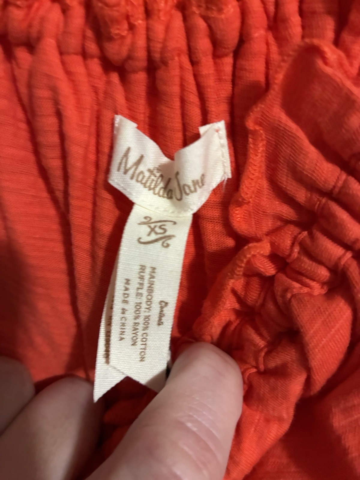 Matilda Jane Womens Off Shoulder Ruffle Flutter Sleeve Blouse Orange XS