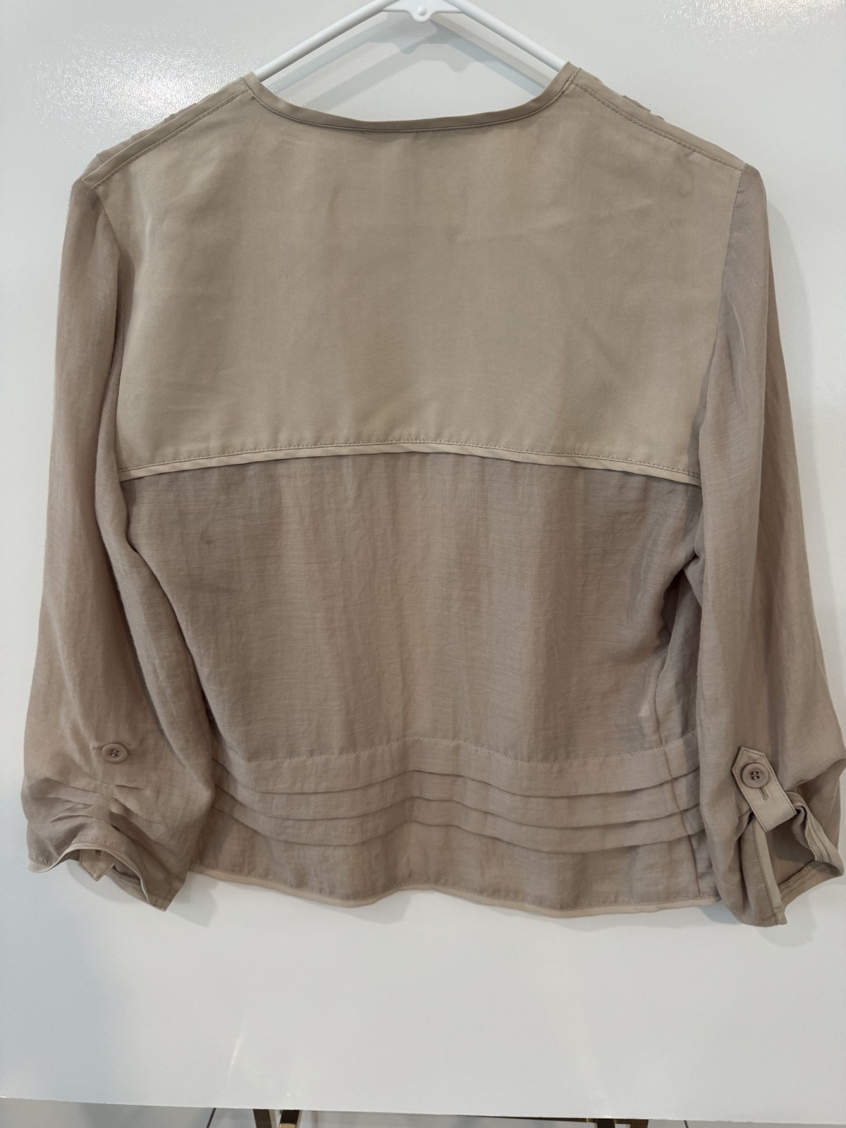 BCBS Paris Women’s Beige Open Front Lightweight Jacket Cardigan Size 8