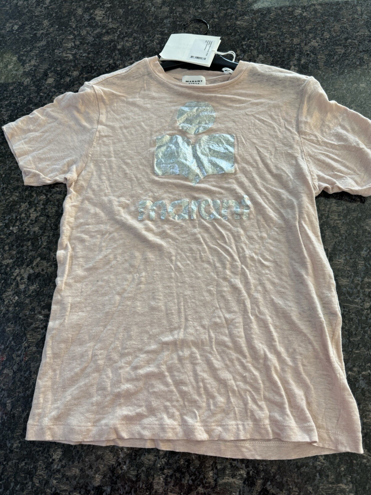 Isabel Marant Etoile ‘Zewel’ Tee. NWT Pick Size Blush Pink, Silver Linen