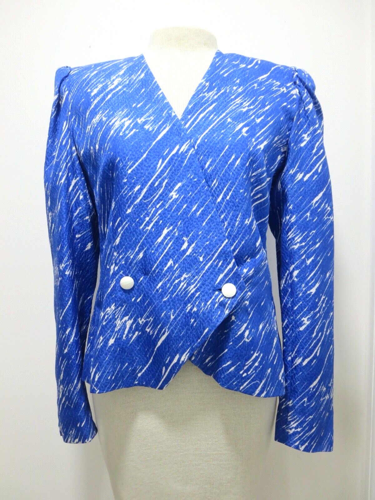 RICKIE FREEMAN for TERI JON BLUE SILK TOP BLOUSE 6