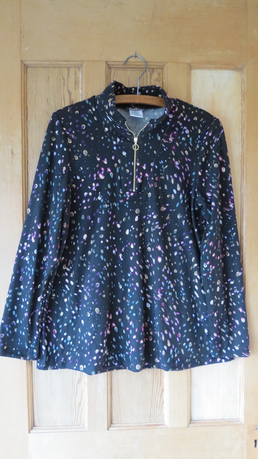 New Kim & Co Half Zip Printed Soft Jersey Top Sz Medium
