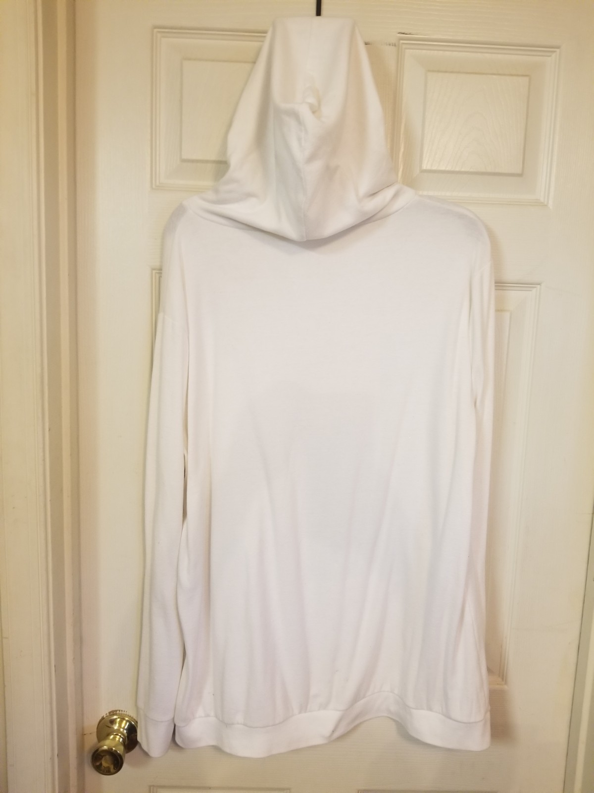 Hooded Tshirt XXL White Long Sleeves Pouch Pockets Tunic Length Stretch READ GUC