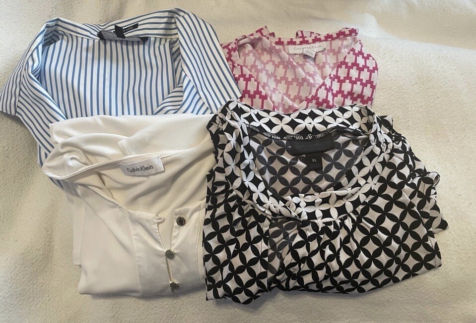 Bundle Of 4 Women’s XL Career Blouses Bulk Bundle Multiple Colors & Brands