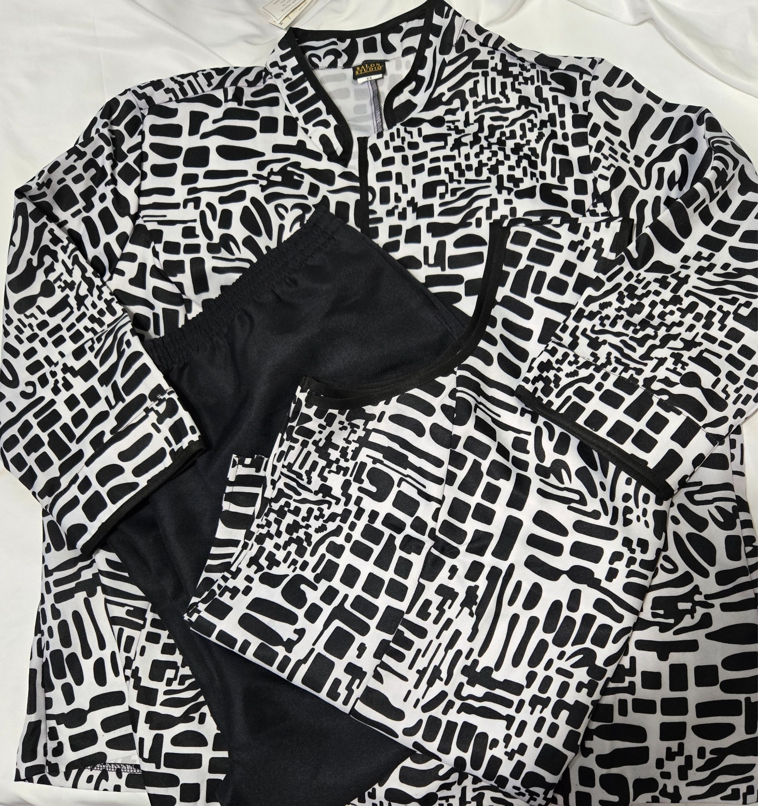 2X Salon Studio NEW 3 pc womens jacket with tank top black 3/4 sleeves w/pants