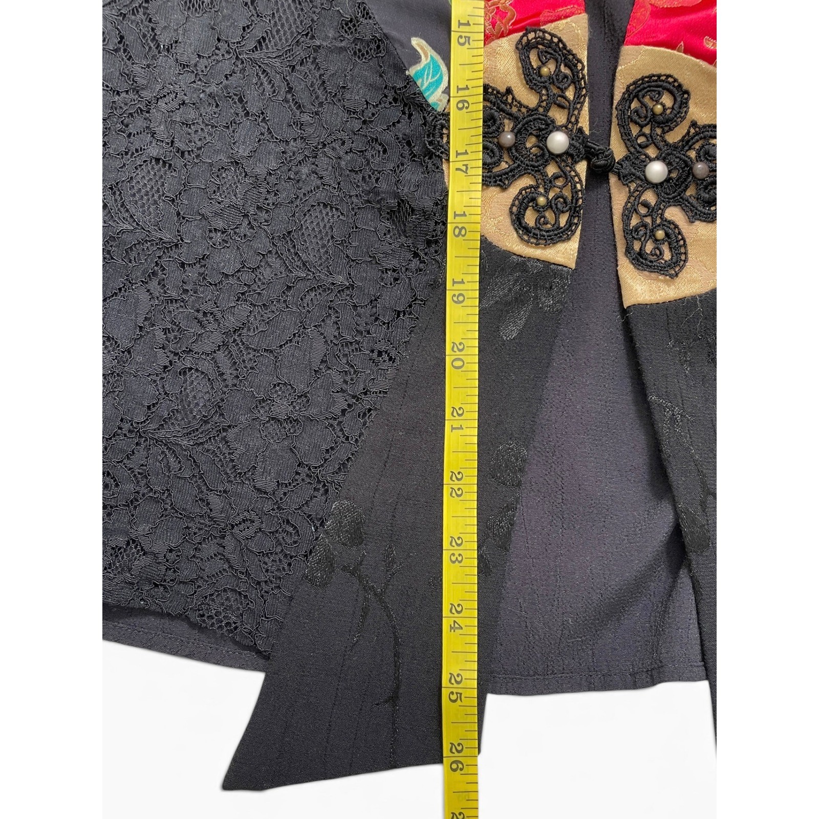 VTG 90s Spencer Alexis Silk Mixed Media Kimono Jacket Lace Floral Whimsigoth M