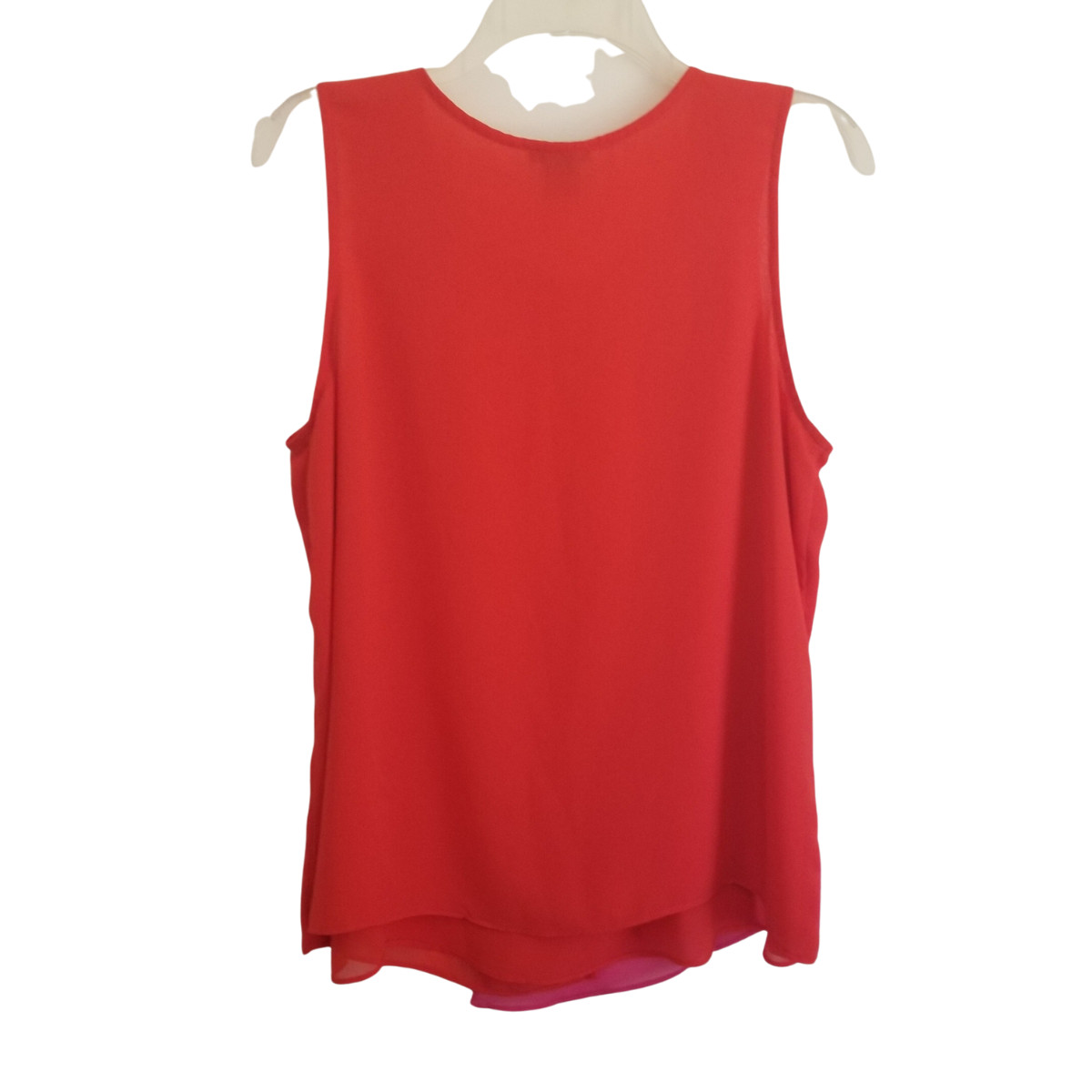 Nue Options Top Womens Medium Sleeveless Orange Pink Layered Colorblock Blouse