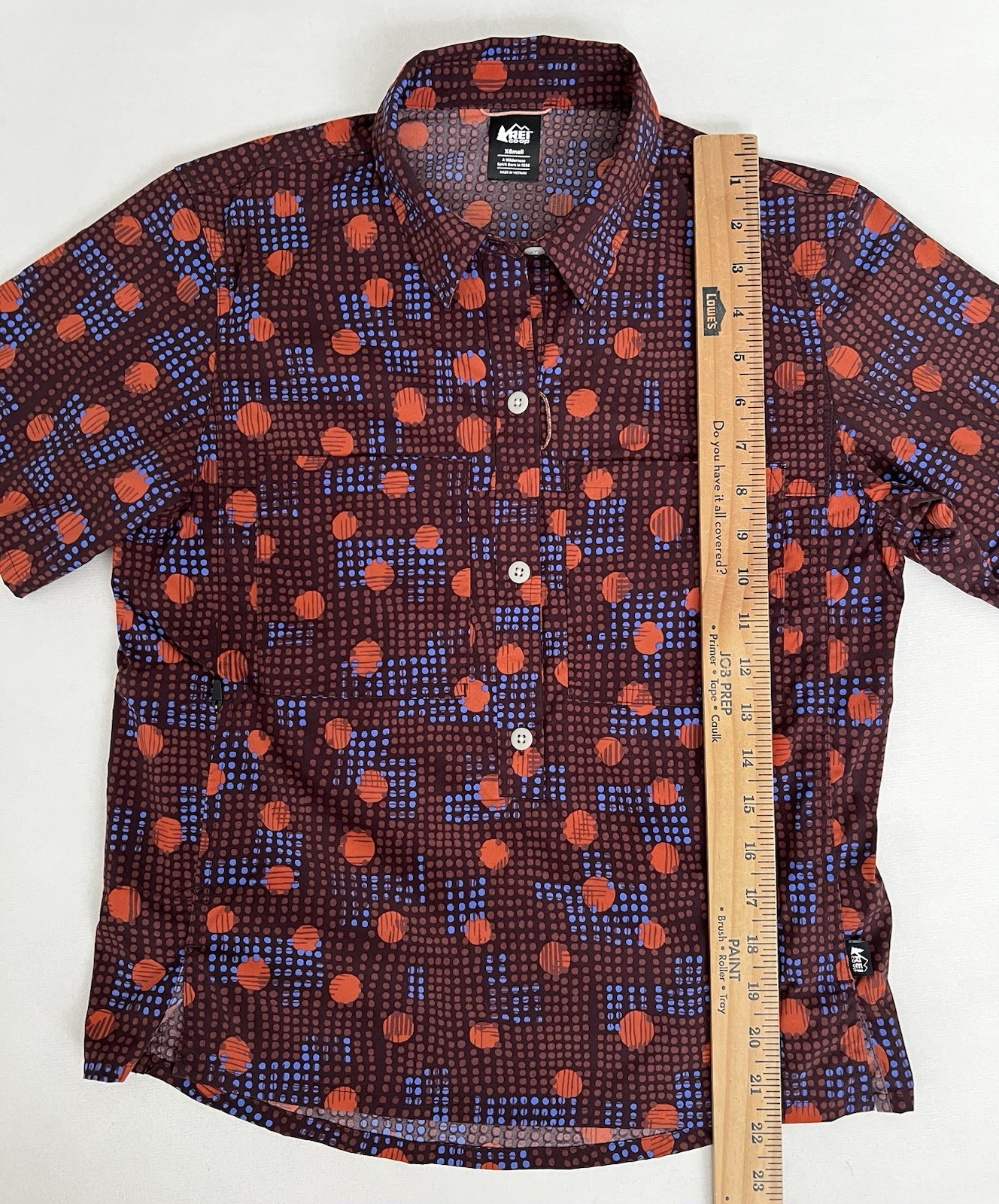 REI Co-op Trailmade Button Up Nylon Shirt Brown Short Sleeve Womens SX Side Slit