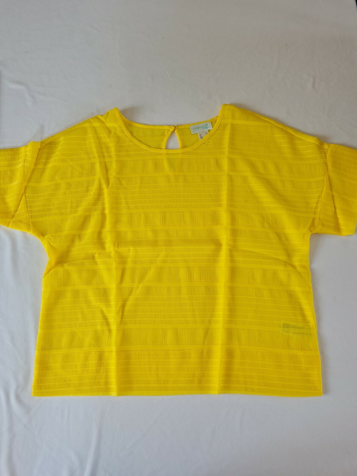 Ladies Top Blouse Creation L Size 10 Yellow Short Sleeve N.o 807