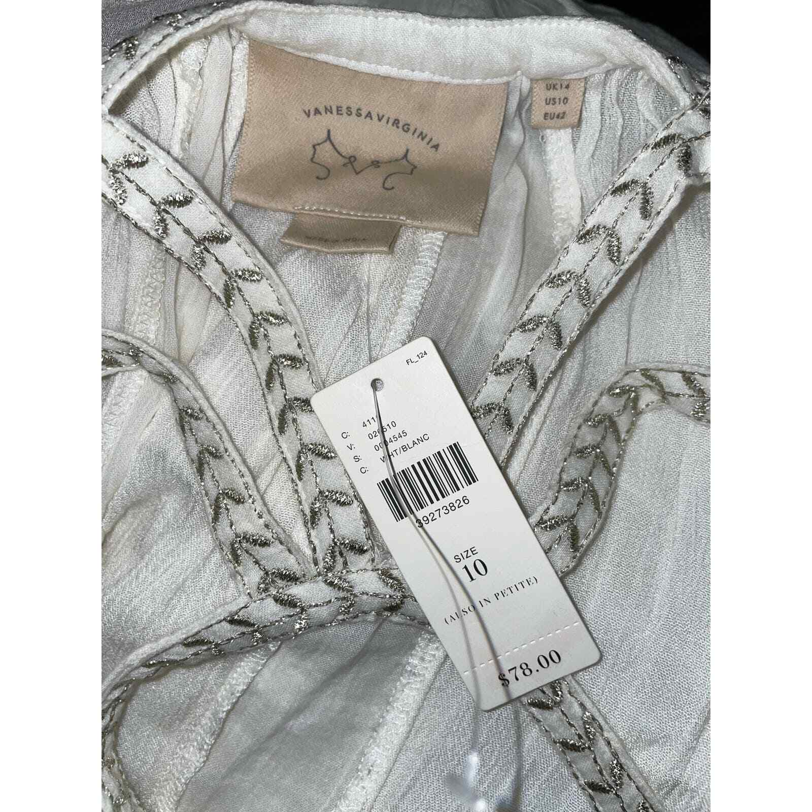 NEW $78 Vanessa Virginia Anthropologie Cutwork Gauze Grecian Tank Size: 10
