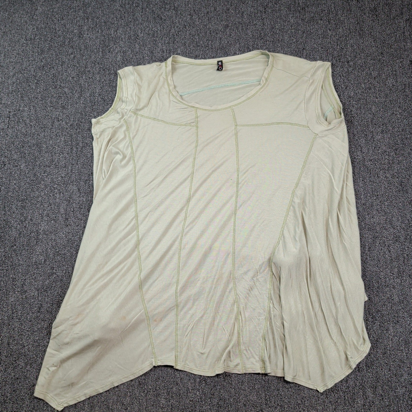Vision USA Avant Garde Asymmetrical Knot Back Tank Top OS Sage Green Lagenlook